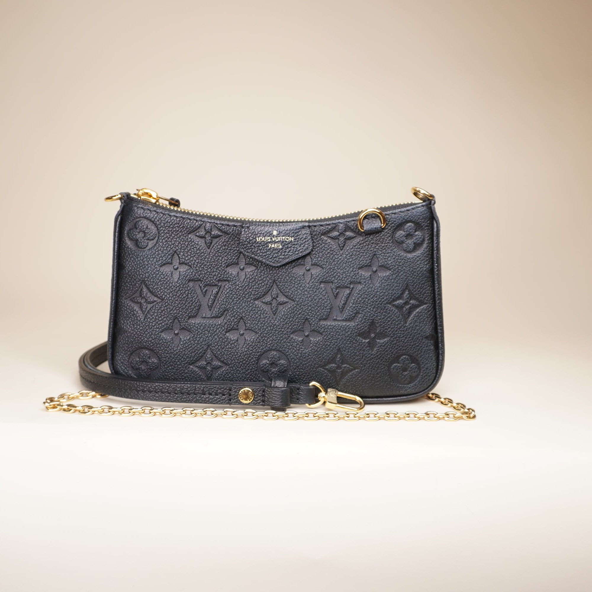 PRE-OWNED LV Easy Pouch On Strap Empreinte Black Shoulder Bag
