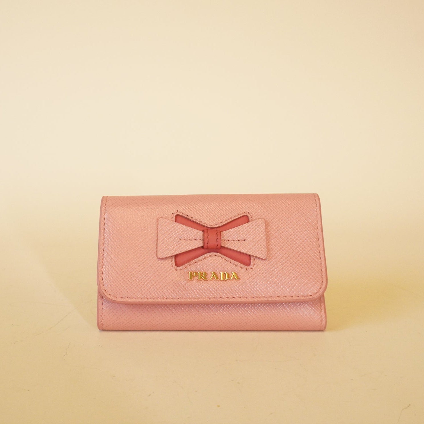 PRE-OWNED Pink Saffiano Leather Key Case