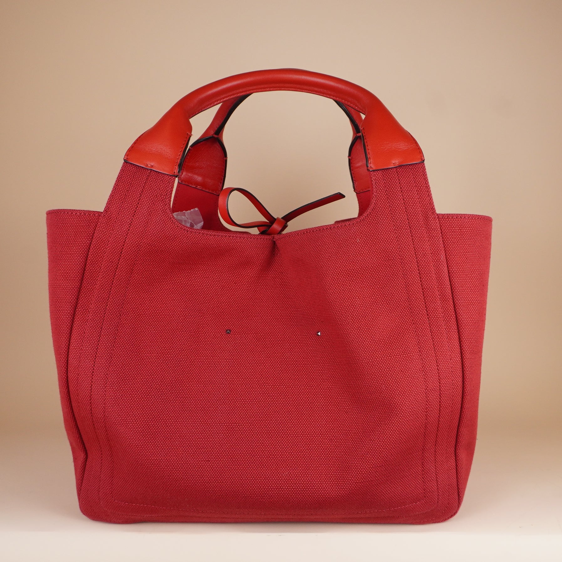 PRE-OWNED Canvas Atelier 02 Bow Edition Small Tote Bag Red