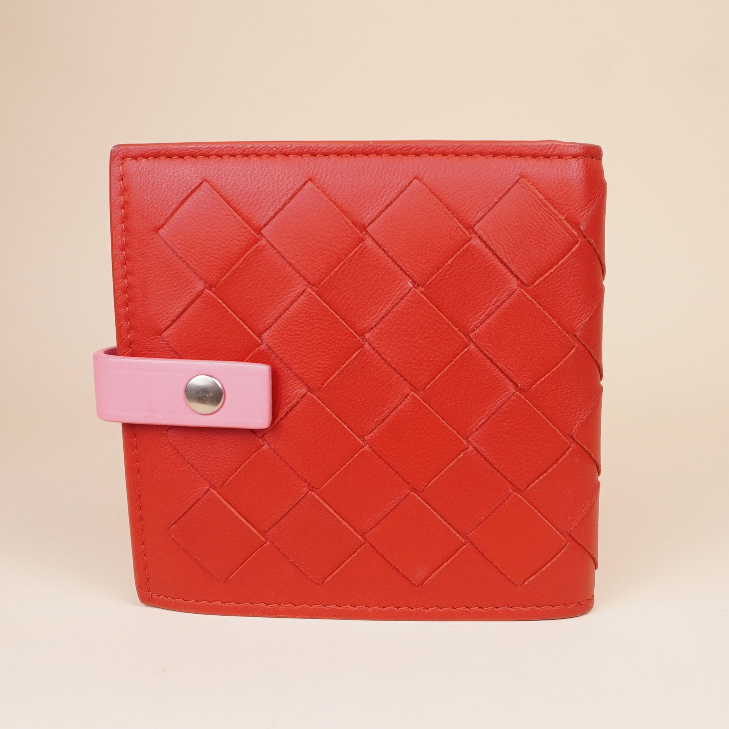 PRE-OWNED Intrecciato Red Bi-fold Wallet