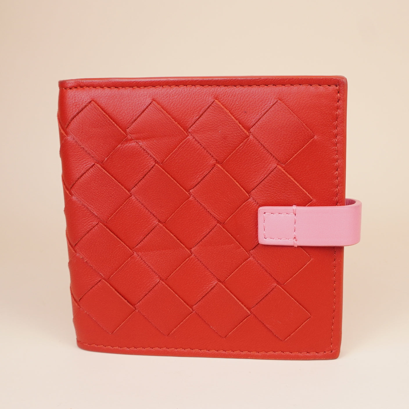 PRE-OWNED Intrecciato Red Bi-fold Wallet