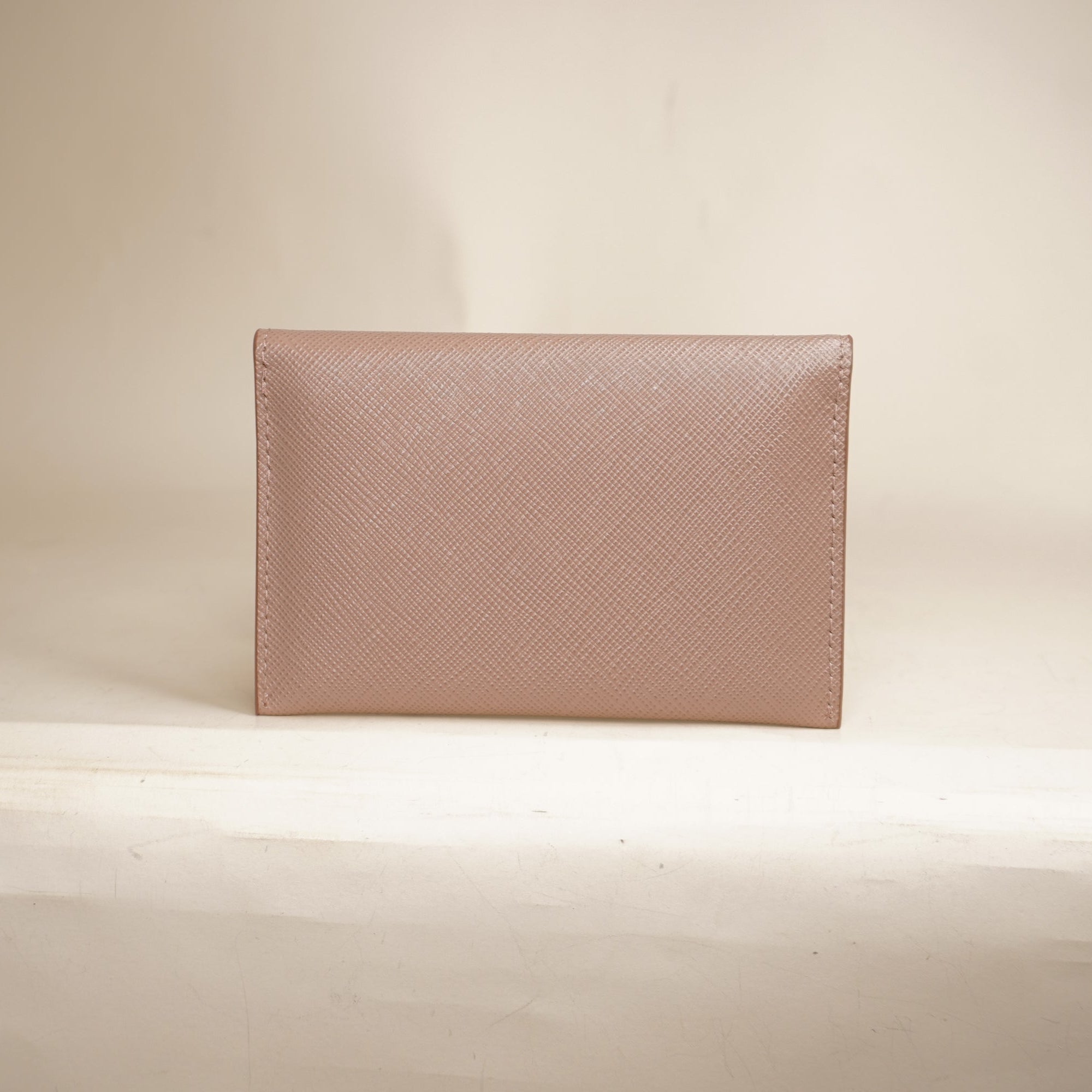 PRE-OWNED Saffiano Leather Cameo Pink Card Holder 