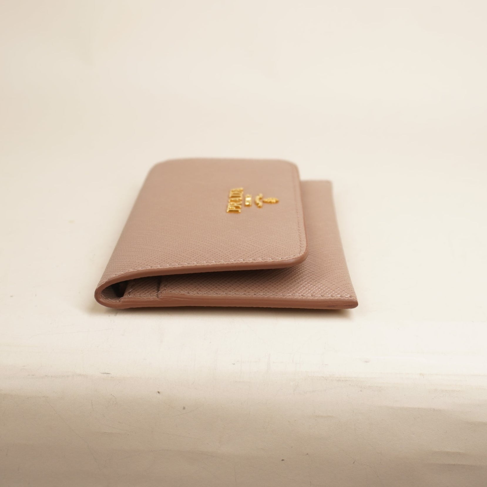 PRE-OWNED Saffiano Leather Cameo Pink Card Holder 