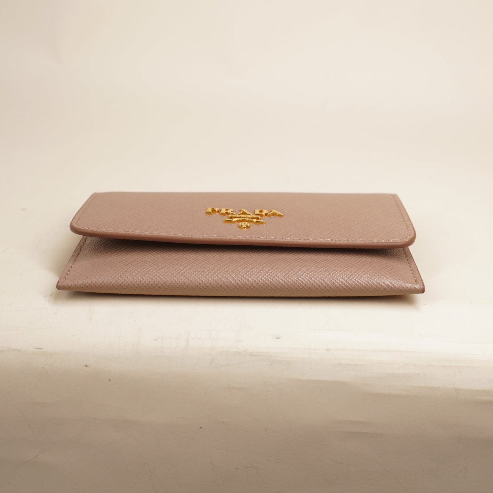 PRE-OWNED Saffiano Leather Cameo Pink Card Holder 