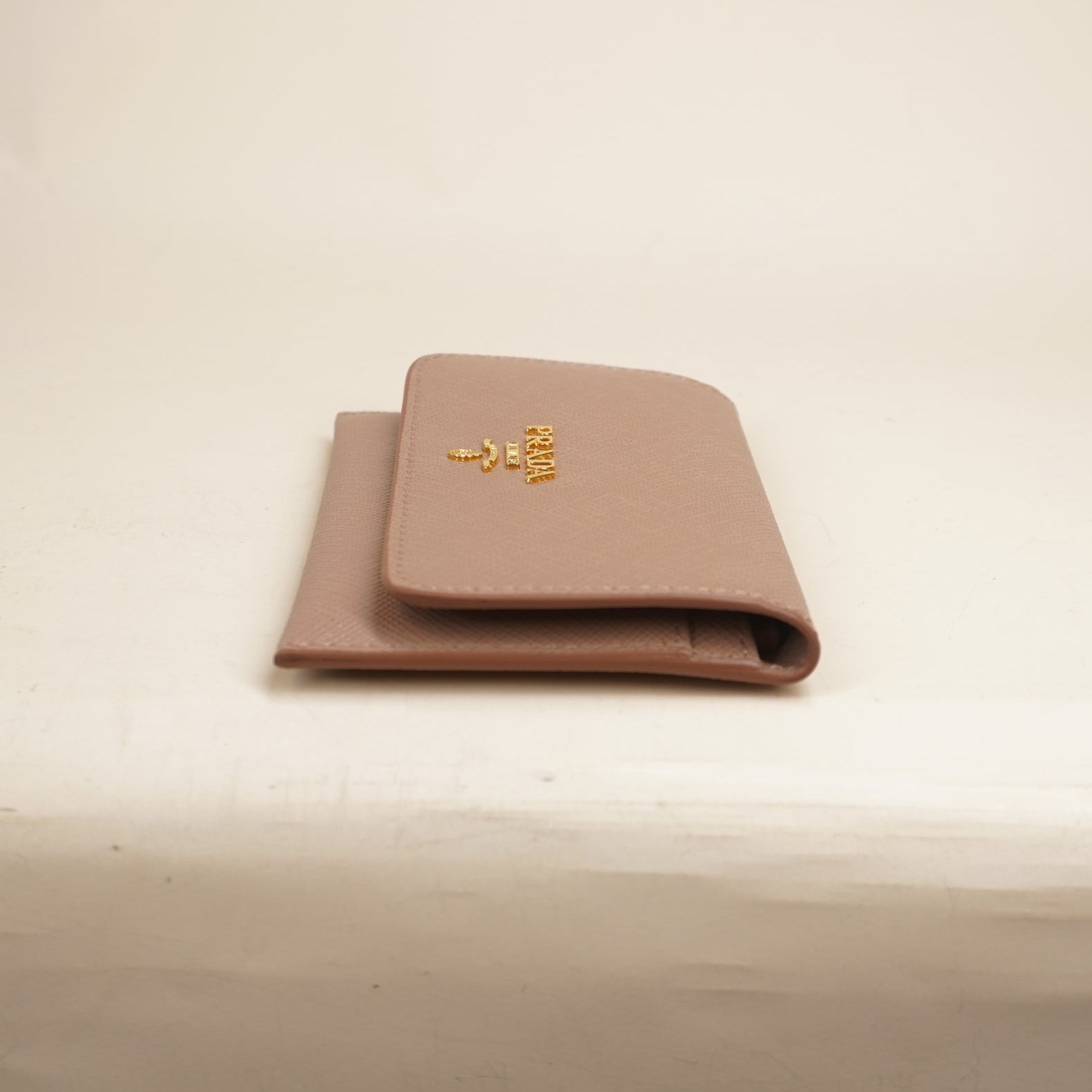 PRE-OWNED Saffiano Leather Cameo Pink Card Holder 