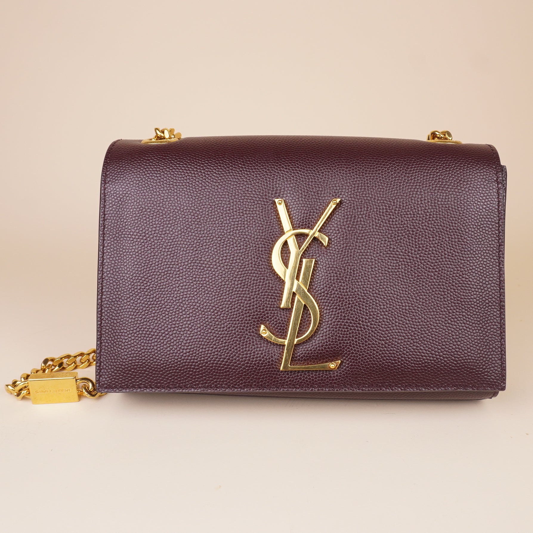 PRE-OWNED Burgundy Leather Small Monogram Kate Shoulder Bag