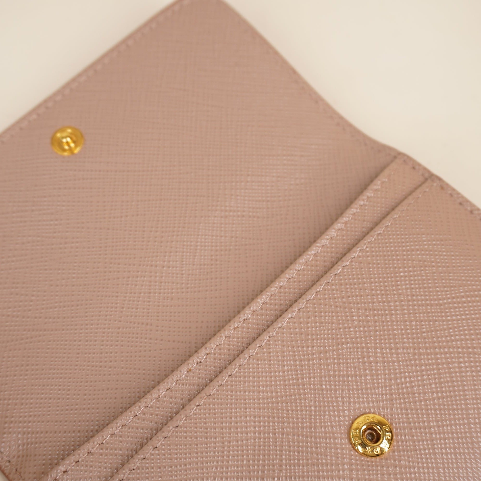 PRE-OWNED Saffiano Leather Cameo Pink Card Holder 