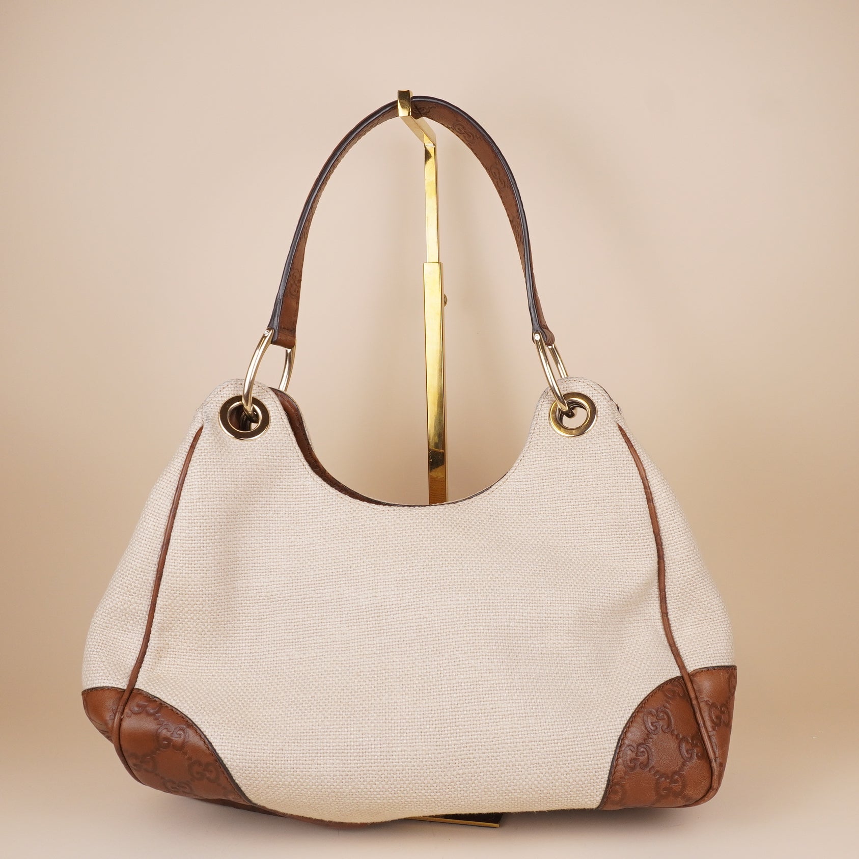 PRE-OWNED GG Canvas Guccissima Hobo Brown