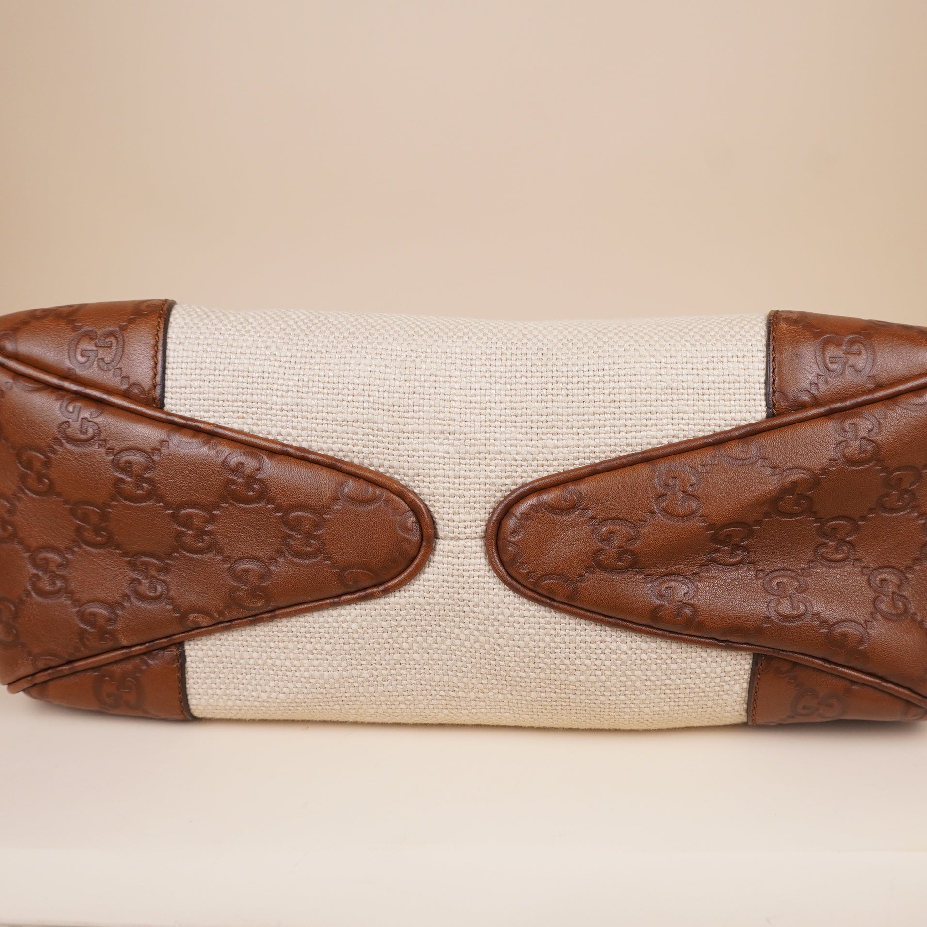 PRE-OWNED GG Canvas Guccissima Hobo Brown