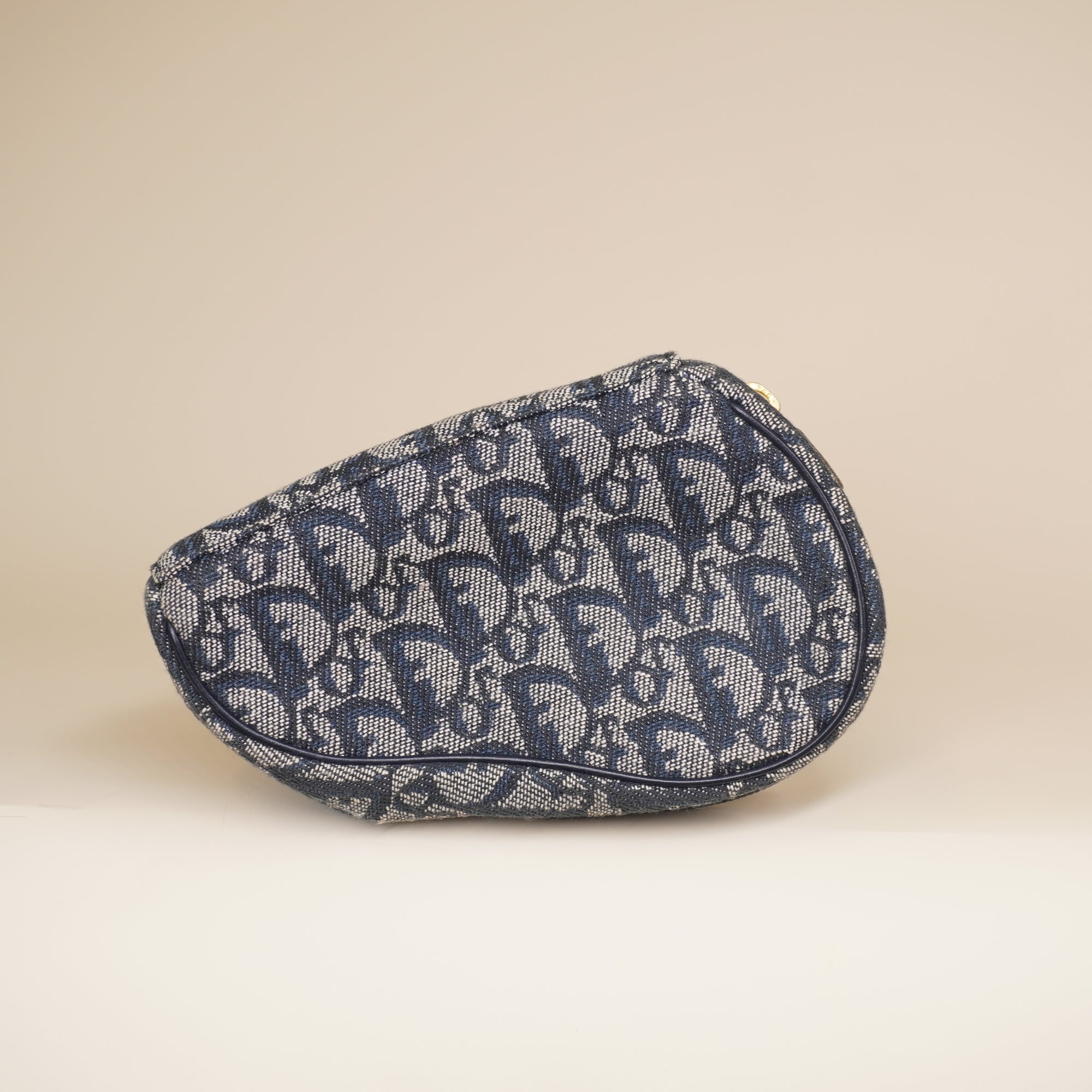 PRE-OWNED Monogram Mini Saddle Zip Pouch Navy Blue