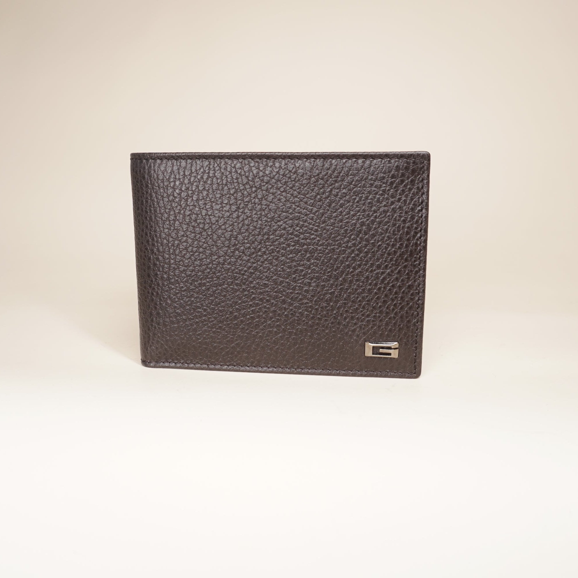 PRE-OWNED GG Dark Brown Calfskin Bifold Man Wallet