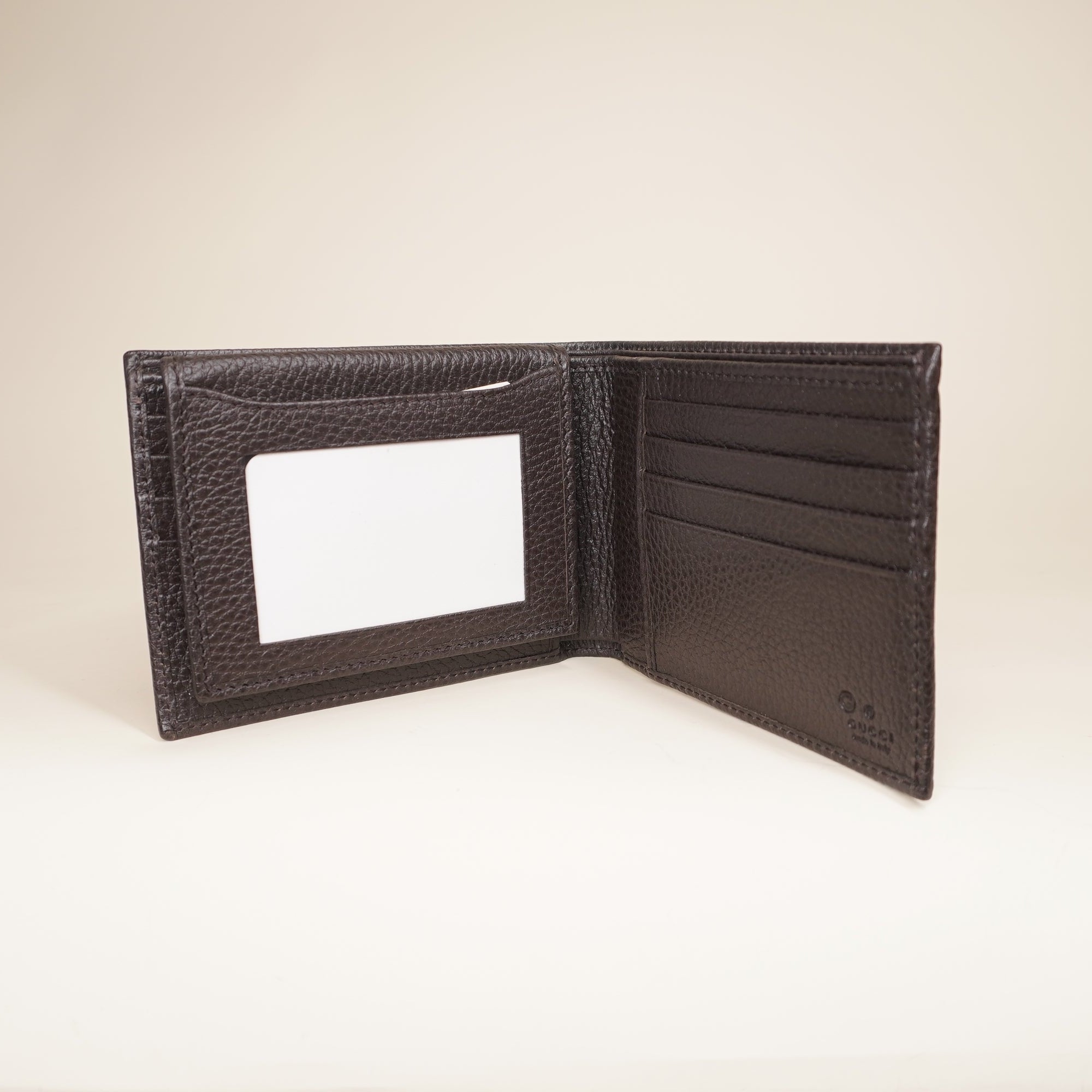 PRE-OWNED GG Dark Brown Calfskin Bifold Man Wallet