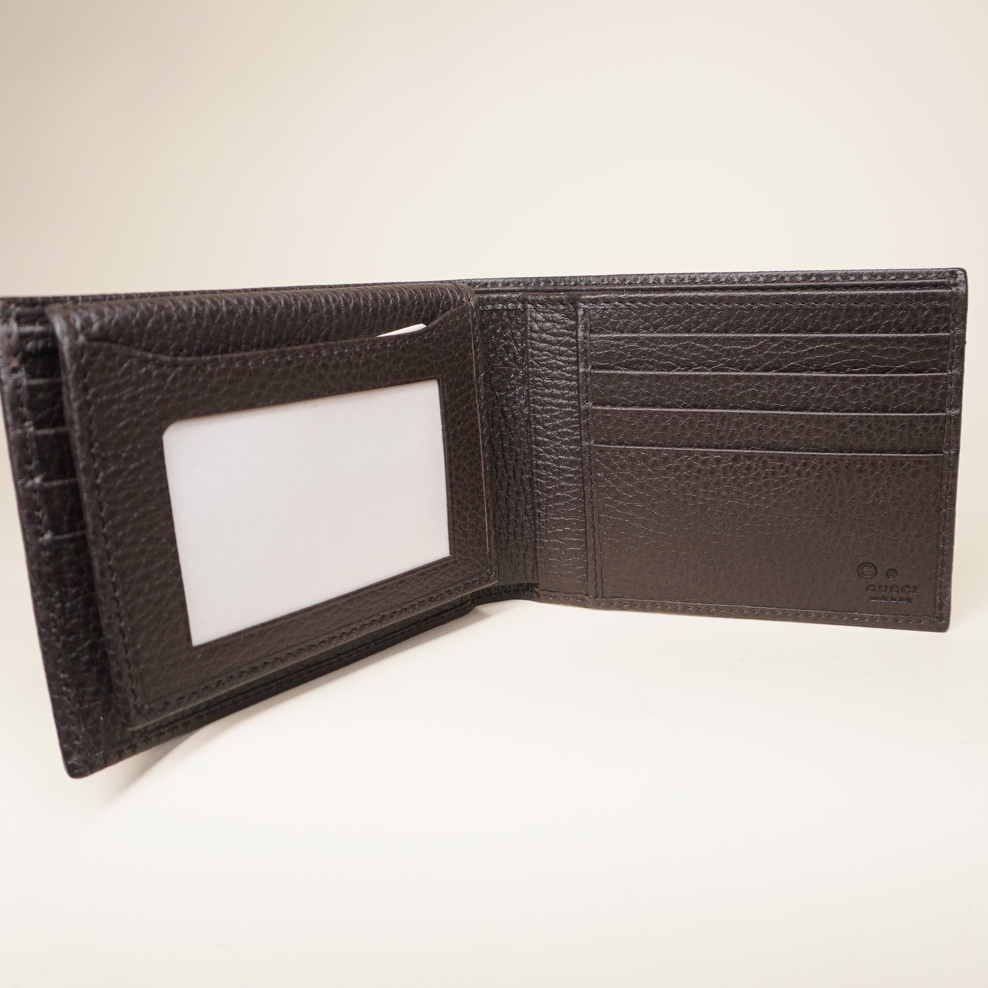 PRE-OWNED GG Dark Brown Calfskin Bifold Man Wallet