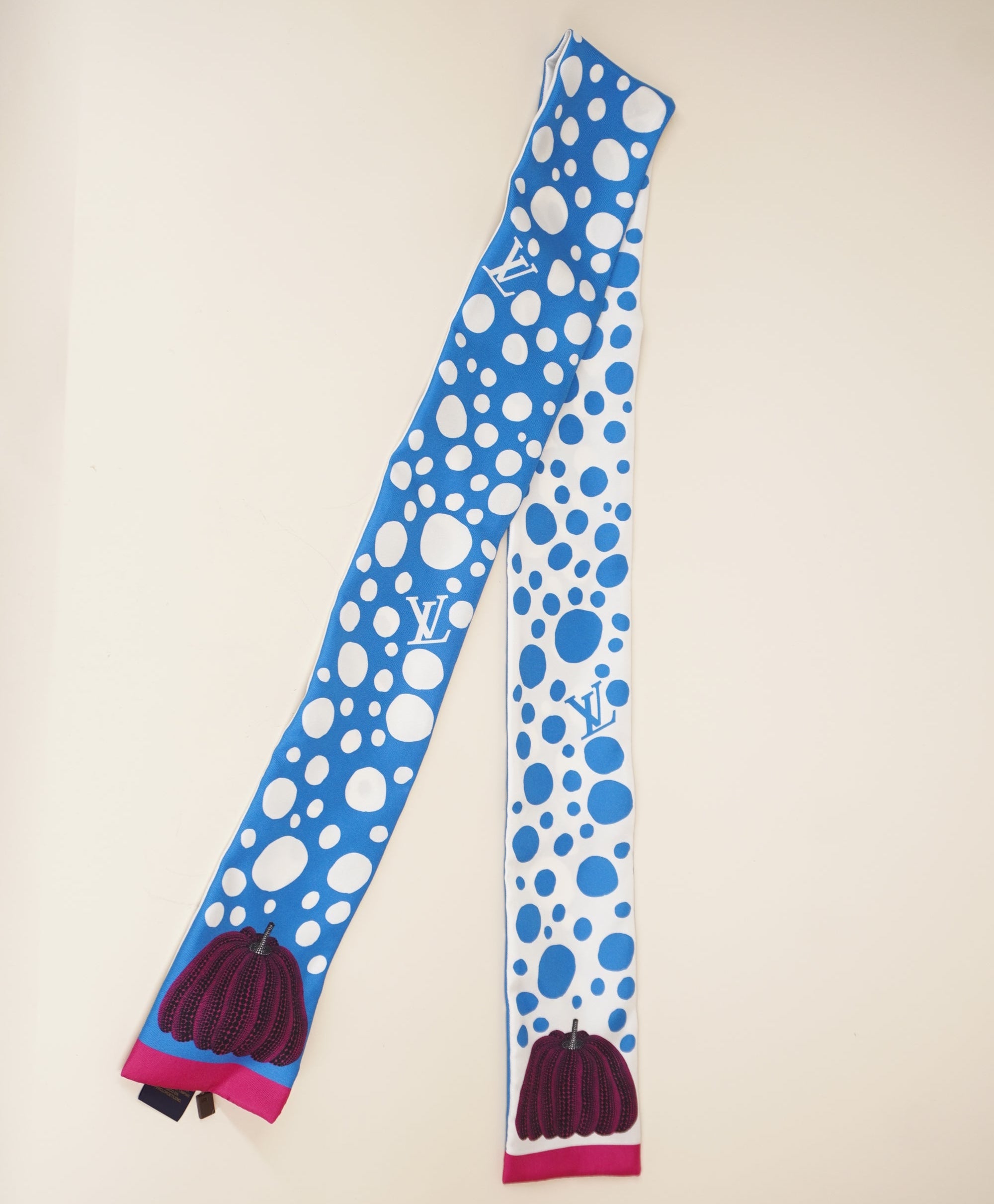 PRE-OWNED LV x YK Infinity Dots Bandeau Blue White
