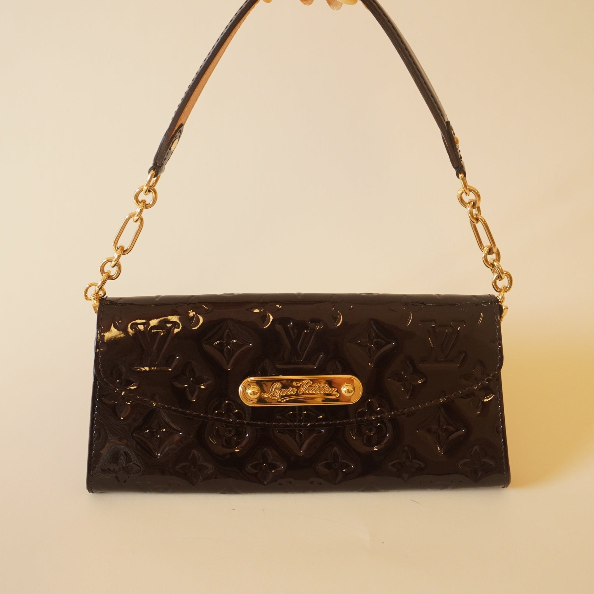 Bolso de hombro Sunset Boulevard de cuero marrón Vernis de LV USADO