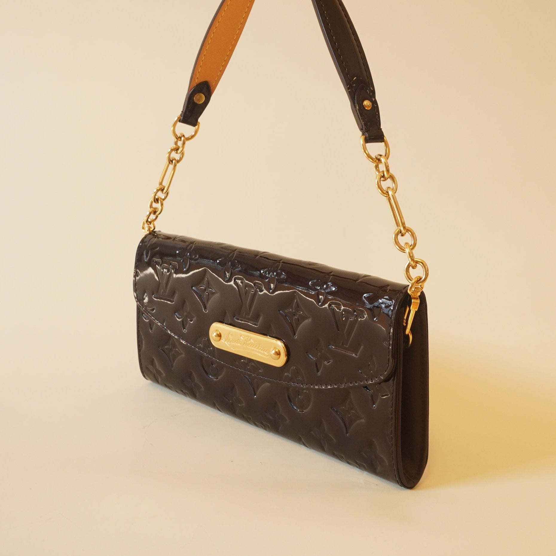 Bolso de hombro Sunset Boulevard de cuero marrón Vernis de LV USADO