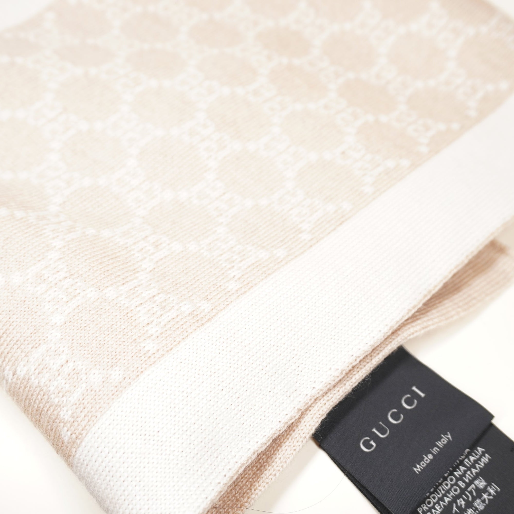 PRE-OWNED GG Ivory Jacquard Wool Scarf