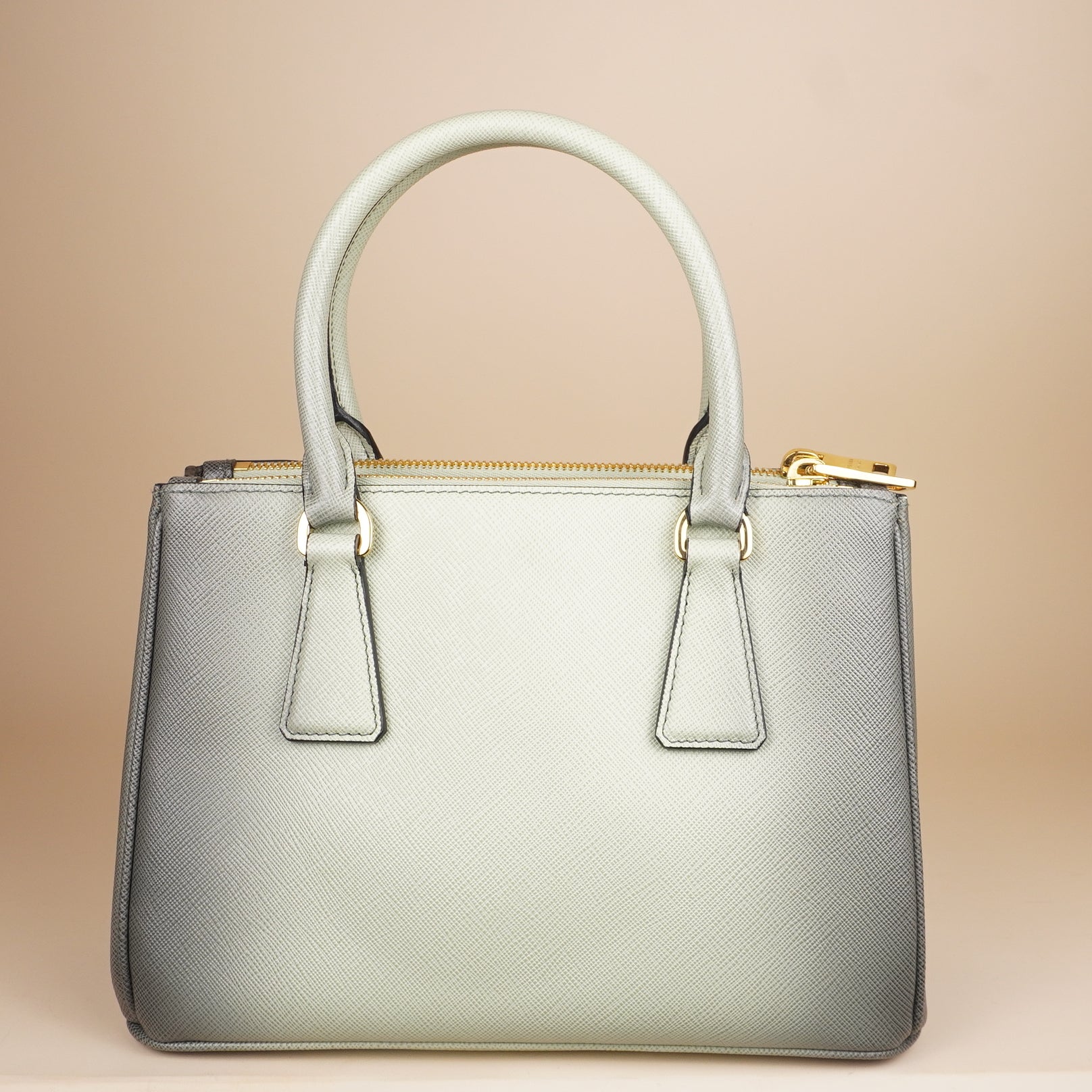 PRE-OWNED Saffiano Lux Ombre Small Galleria Double Zip Tote Gradient White