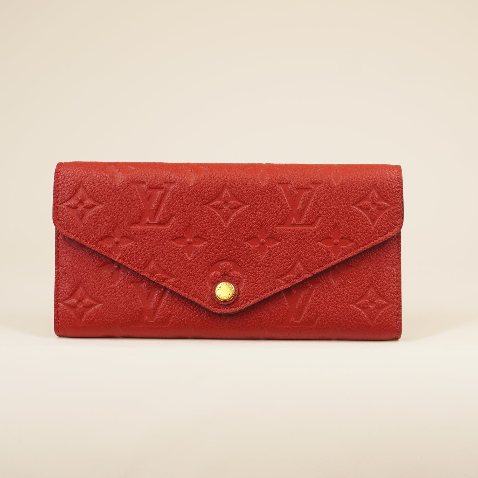 PRE-OWNED LV Leather Josephine Wallet Red