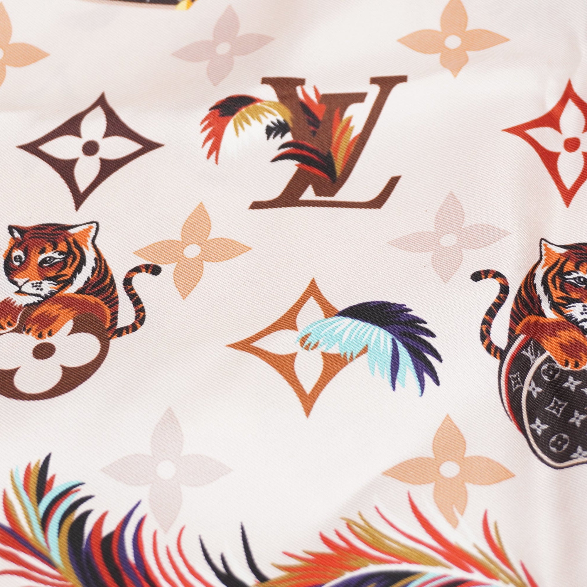 PRE-OWNED LV Precious Tiger Graphic-Print Silk Scarf