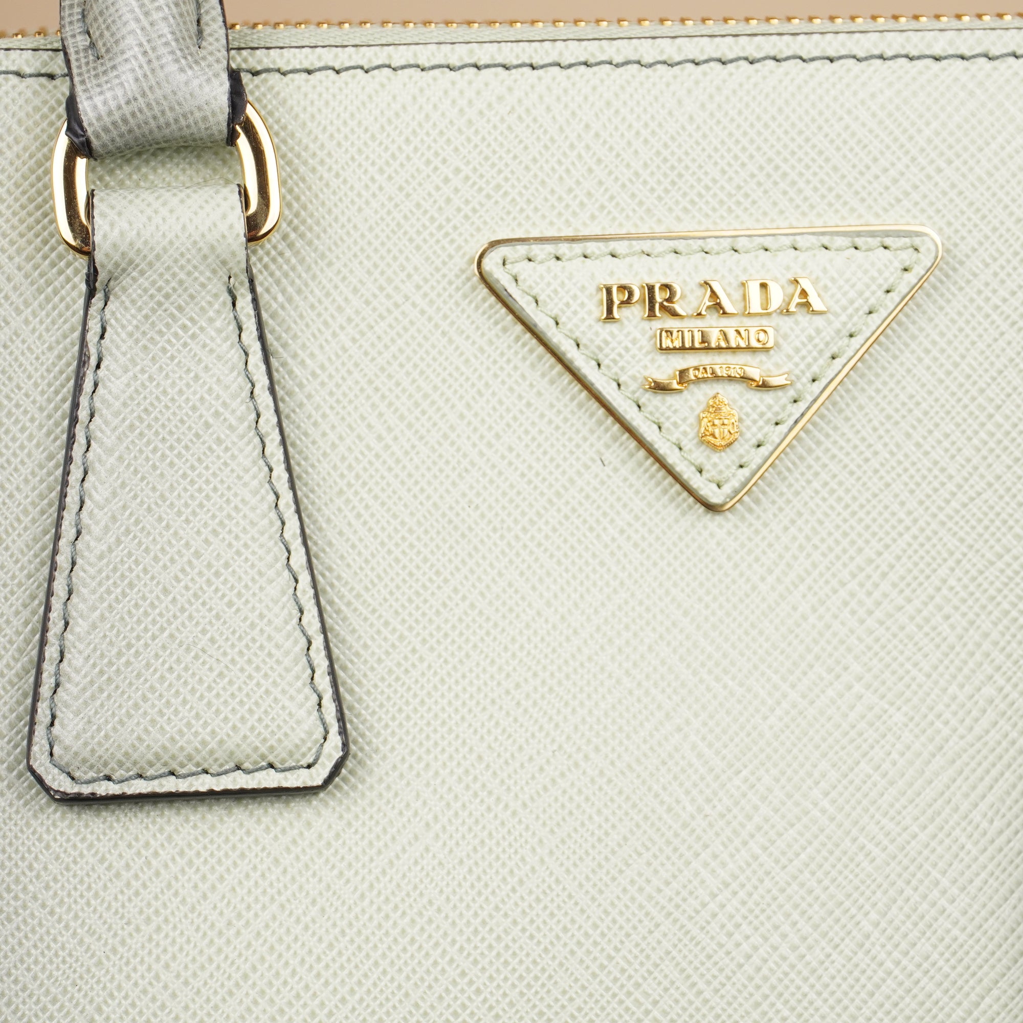 PRE-OWNED Saffiano Lux Ombre Small Galleria Double Zip Tote Gradient White