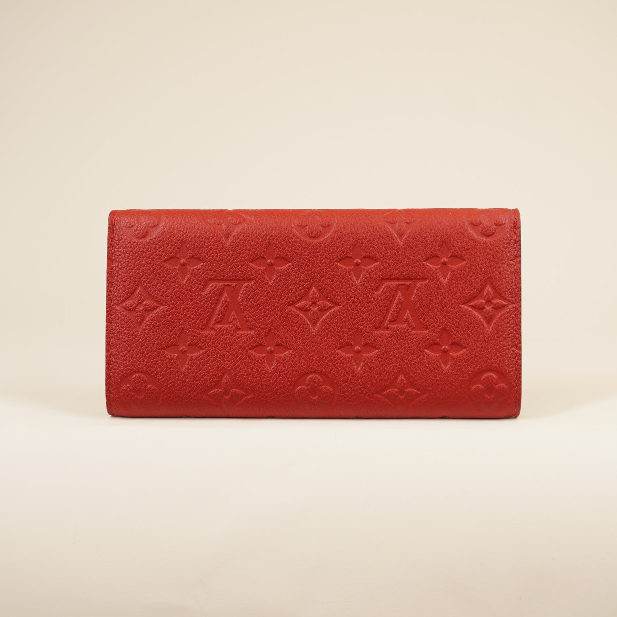 PRE-OWNED LV Leather Josephine Wallet Red