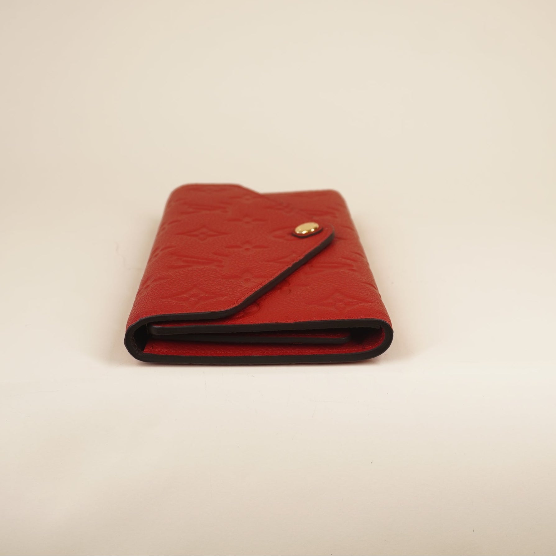 PRE-OWNED LV Leather Josephine Wallet Red