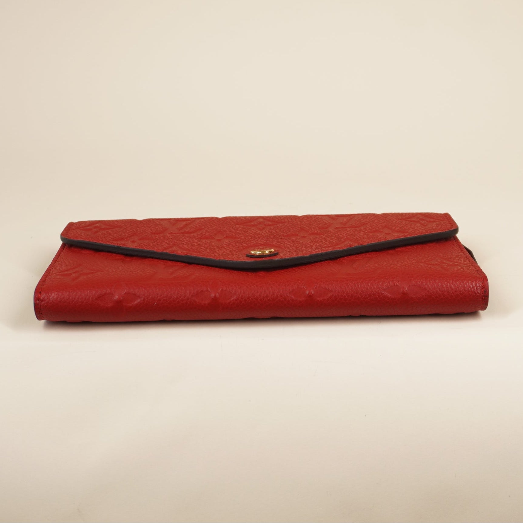 PRE-OWNED LV Leather Josephine Wallet Red