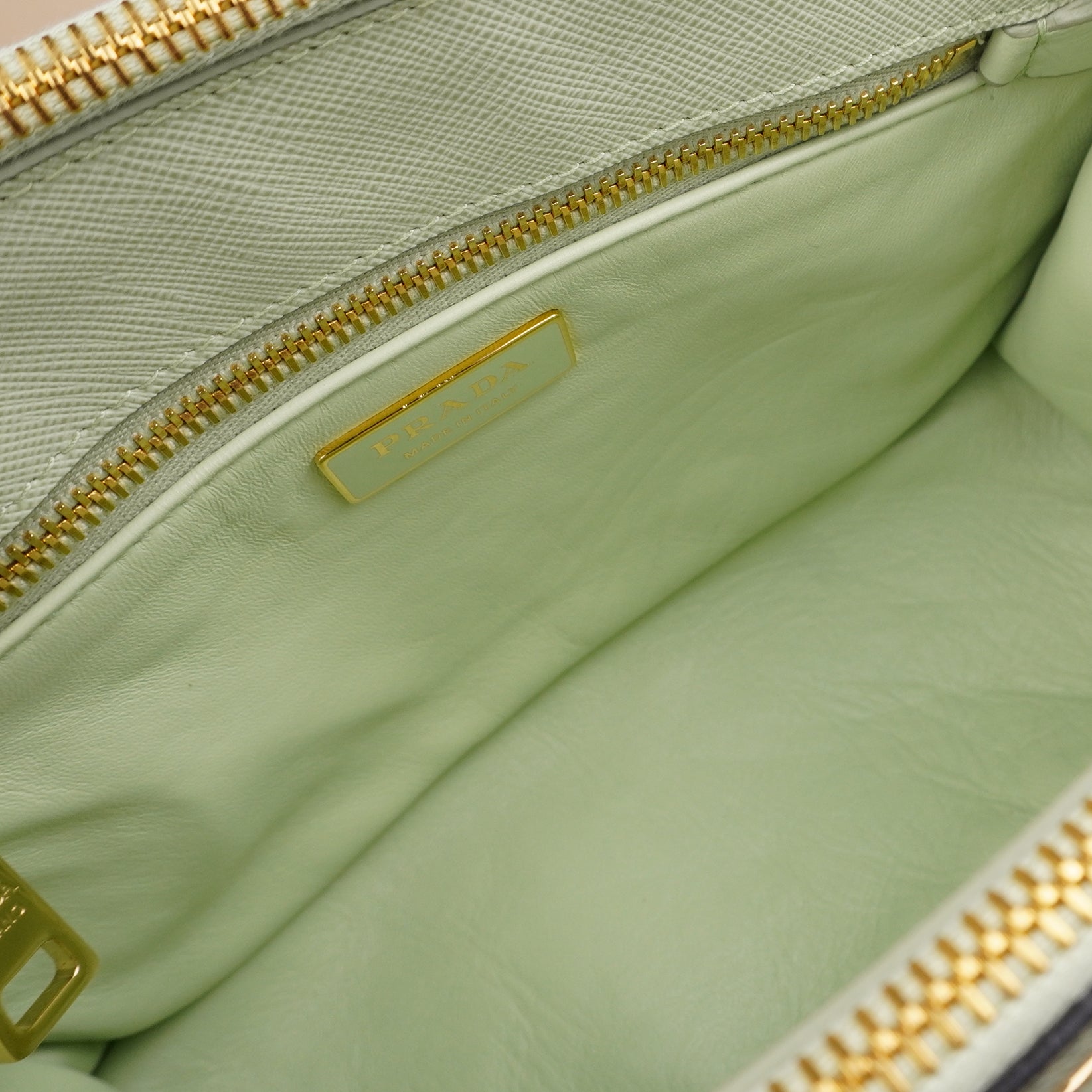 PRE-OWNED Saffiano Lux Ombre Small Galleria Double Zip Tote Gradient White