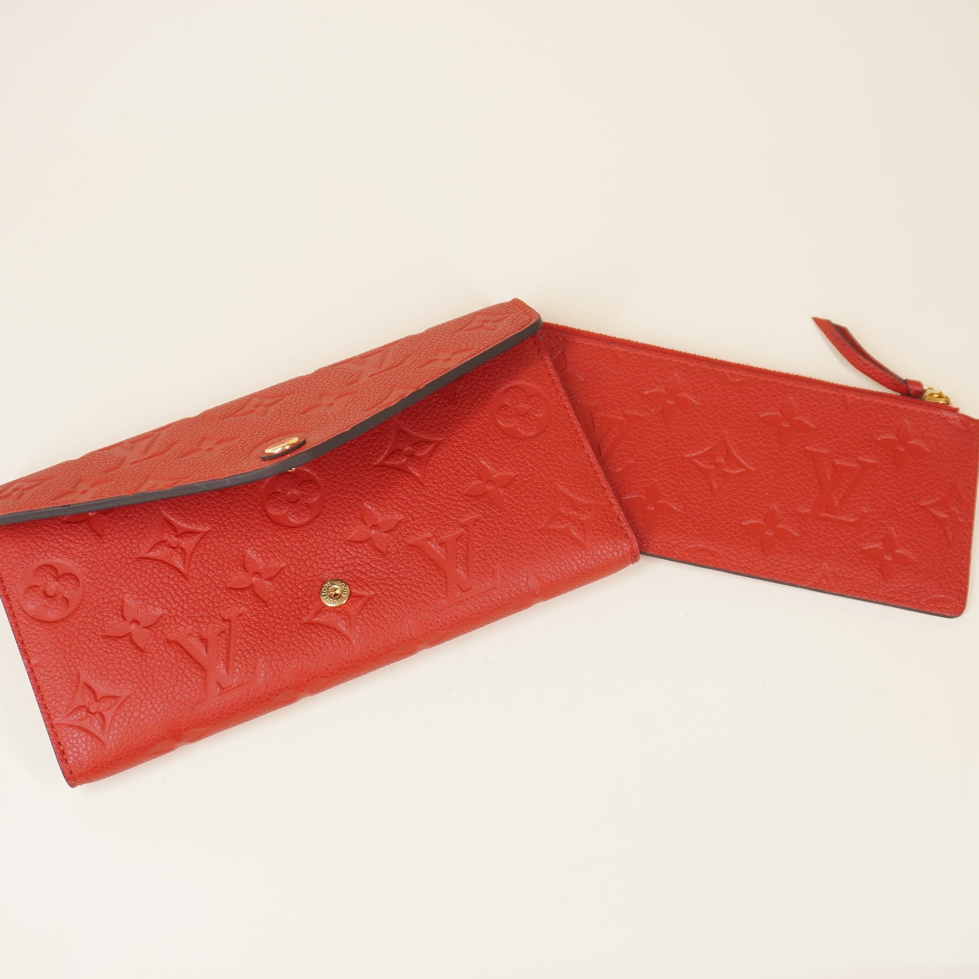 PRE-OWNED LV Leather Josephine Wallet Red