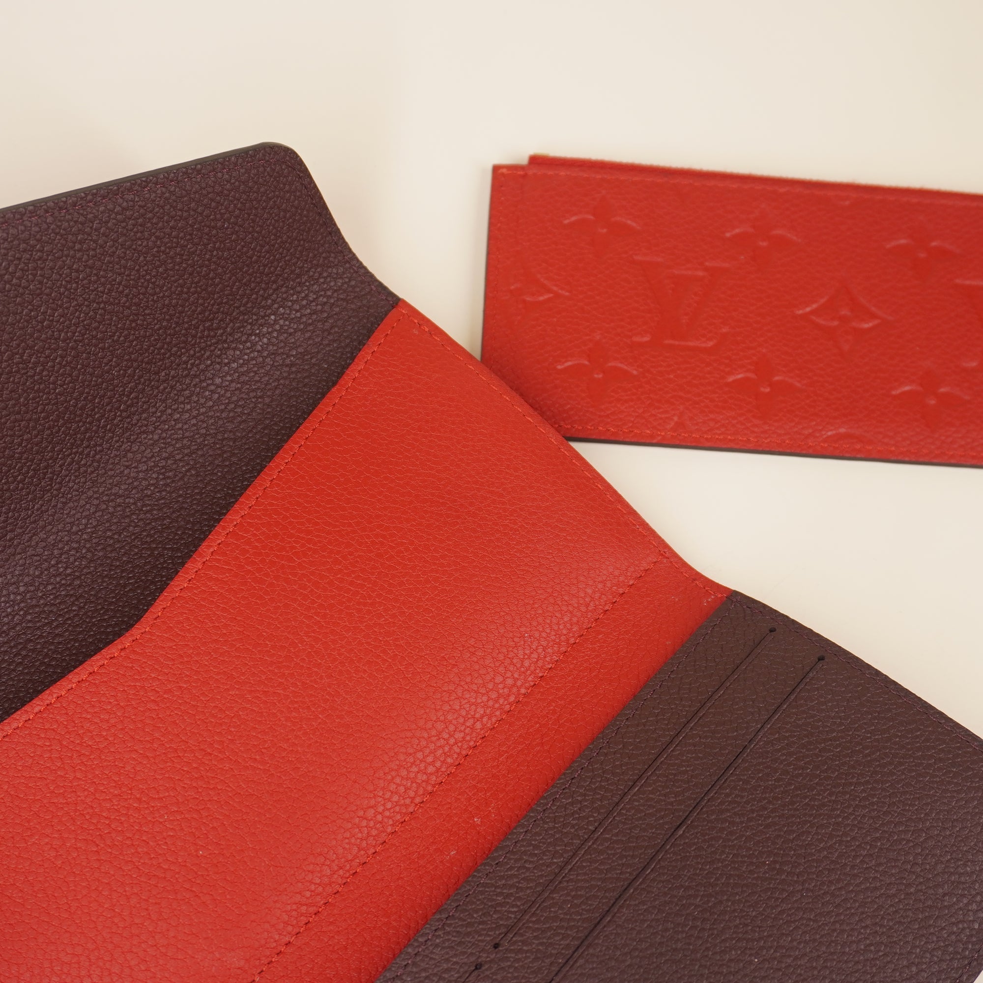 PRE-OWNED LV Leather Josephine Wallet Red