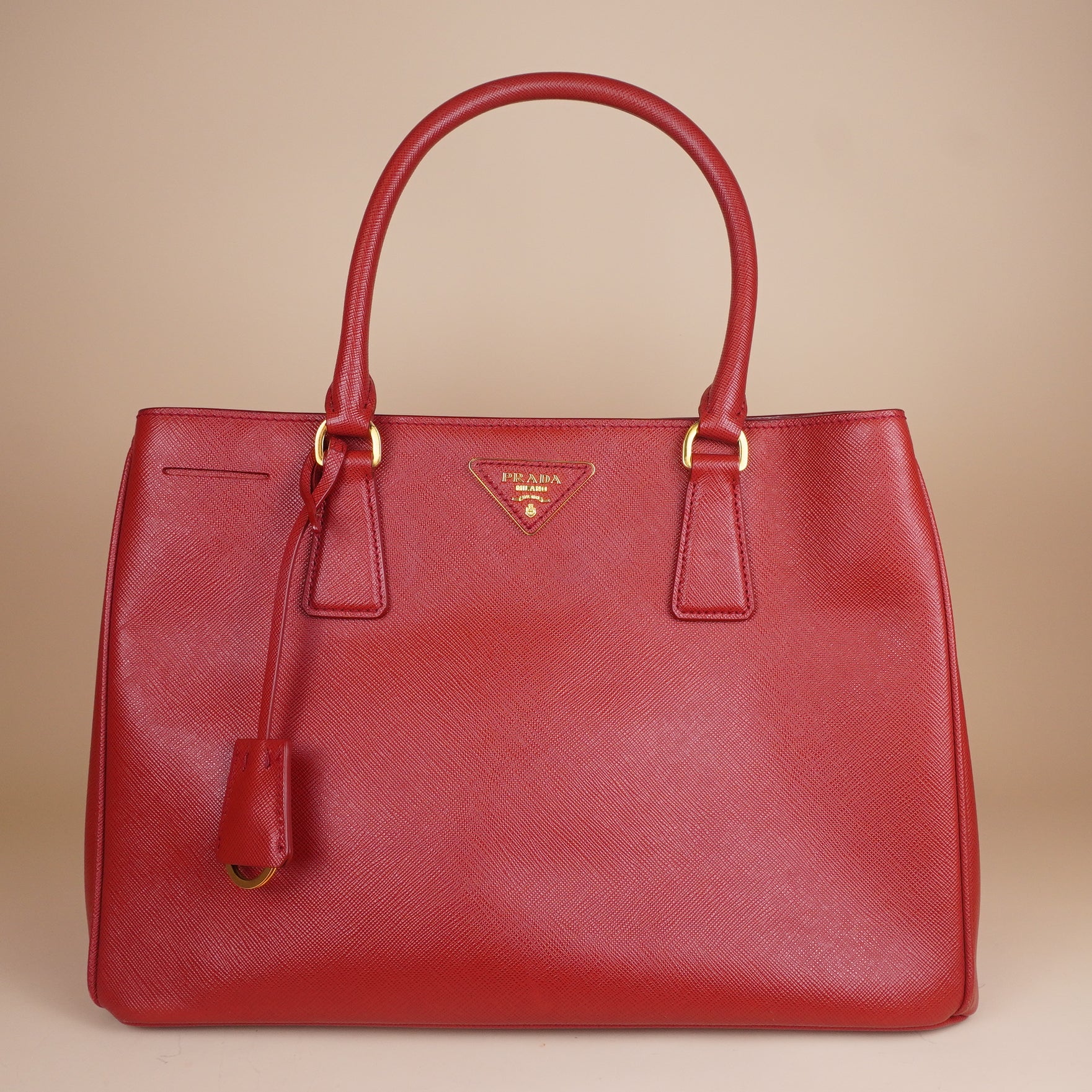 PRE-OWNED Saffiano Lux Medium Tote Fuoco