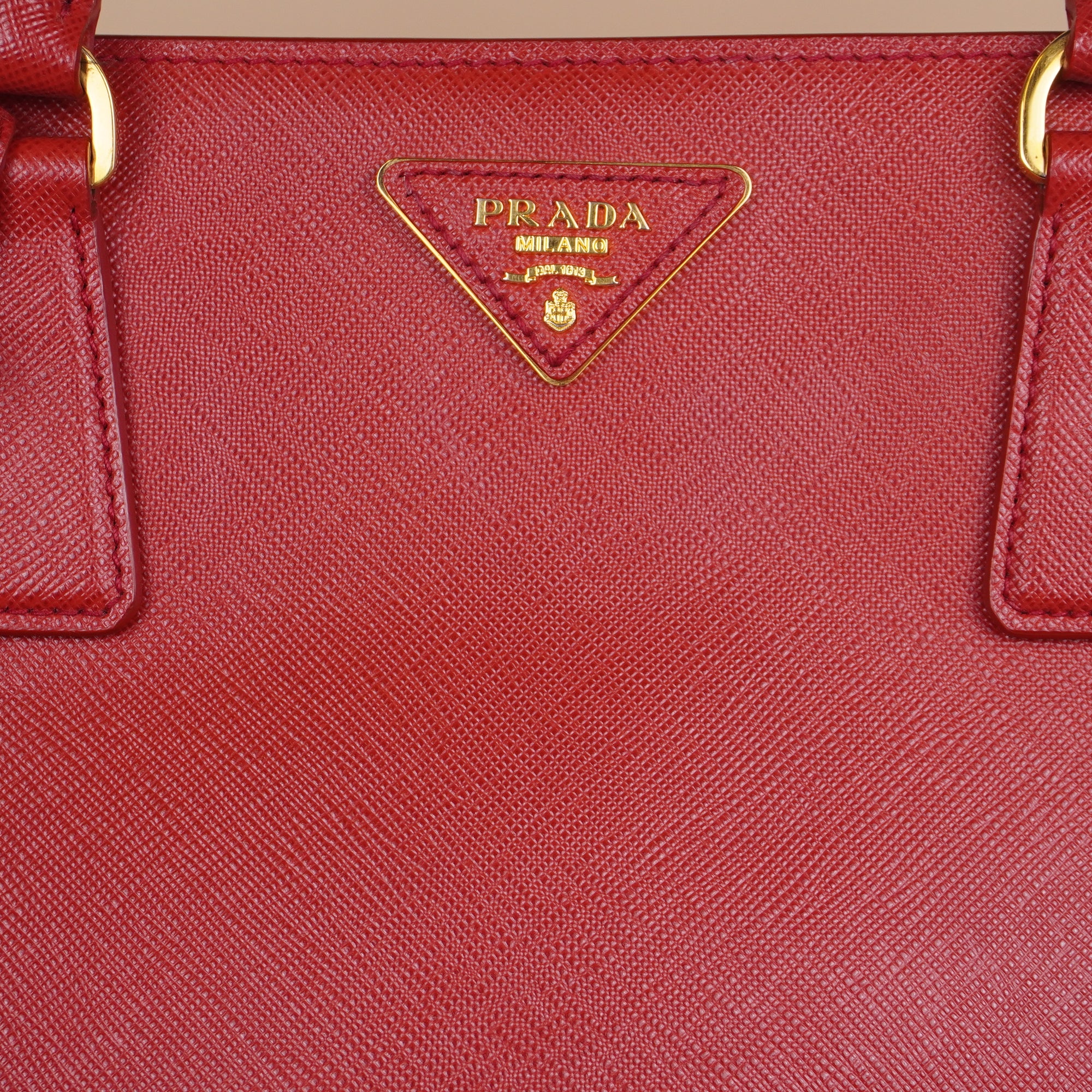 PRE-OWNED Saffiano Lux Medium Tote Fuoco