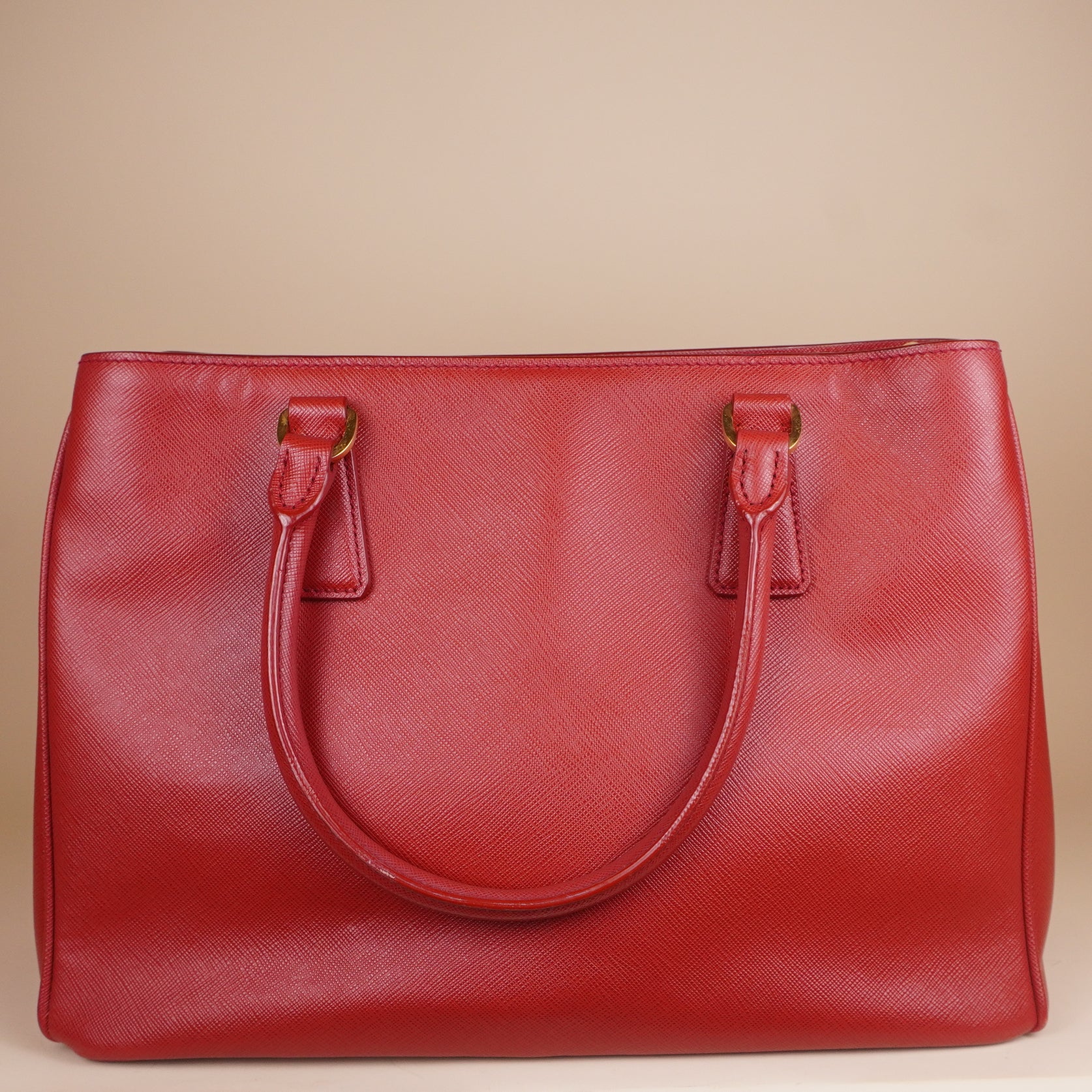 PRE-OWNED Saffiano Lux Medium Tote Fuoco