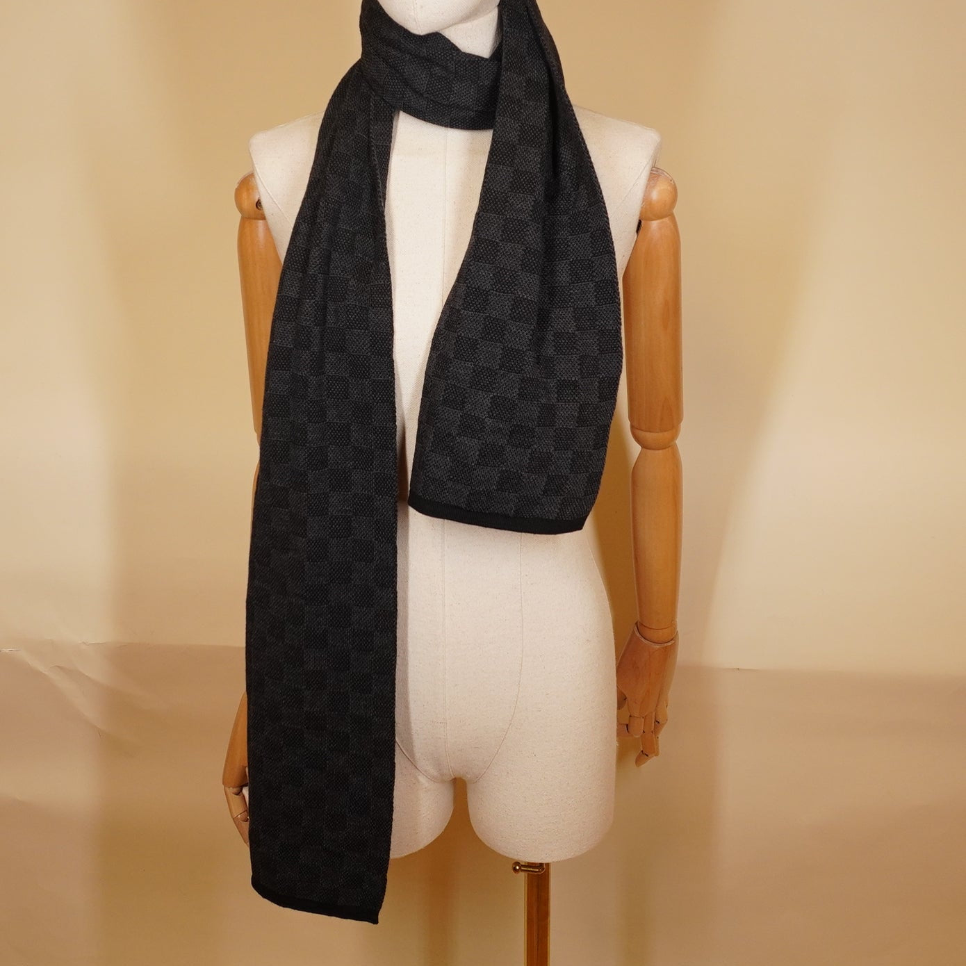 PRE-OWNED LV Damier Graphite Écharpe Petit Wool Scarf