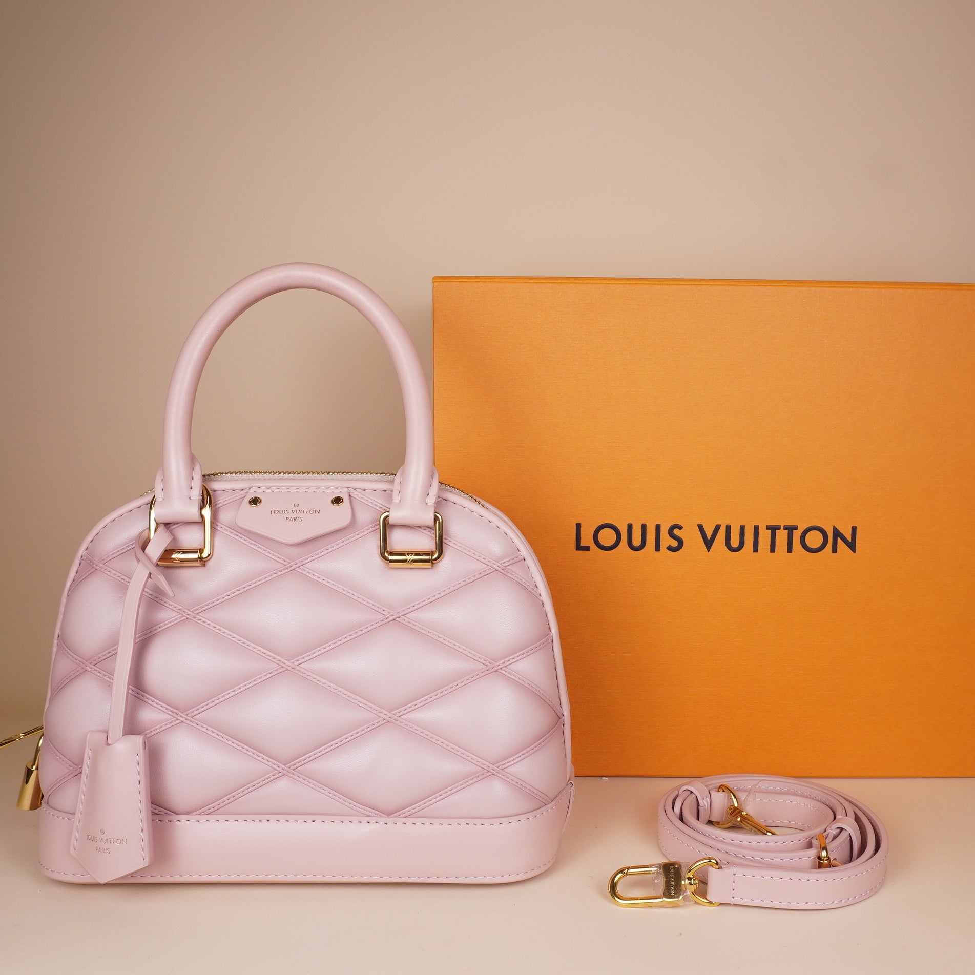 PRE-OWNED LV Lambskin Malletage Alma BB Rosabella