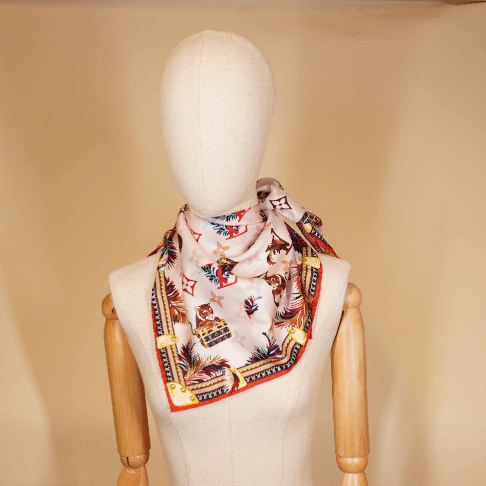 PRE-OWNED LV Precious Tiger Graphic-Print Silk Scarf
