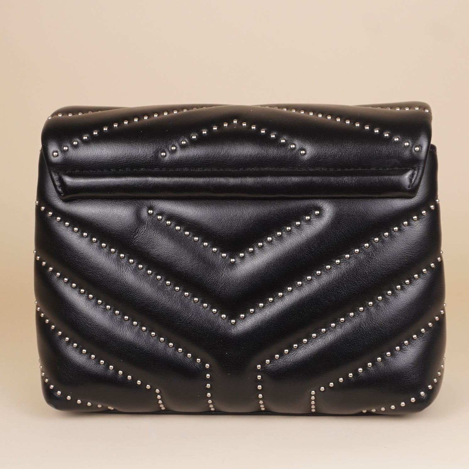 PRE-OWNED Toy Loulou Studded Chevron Quilted Leather Bag