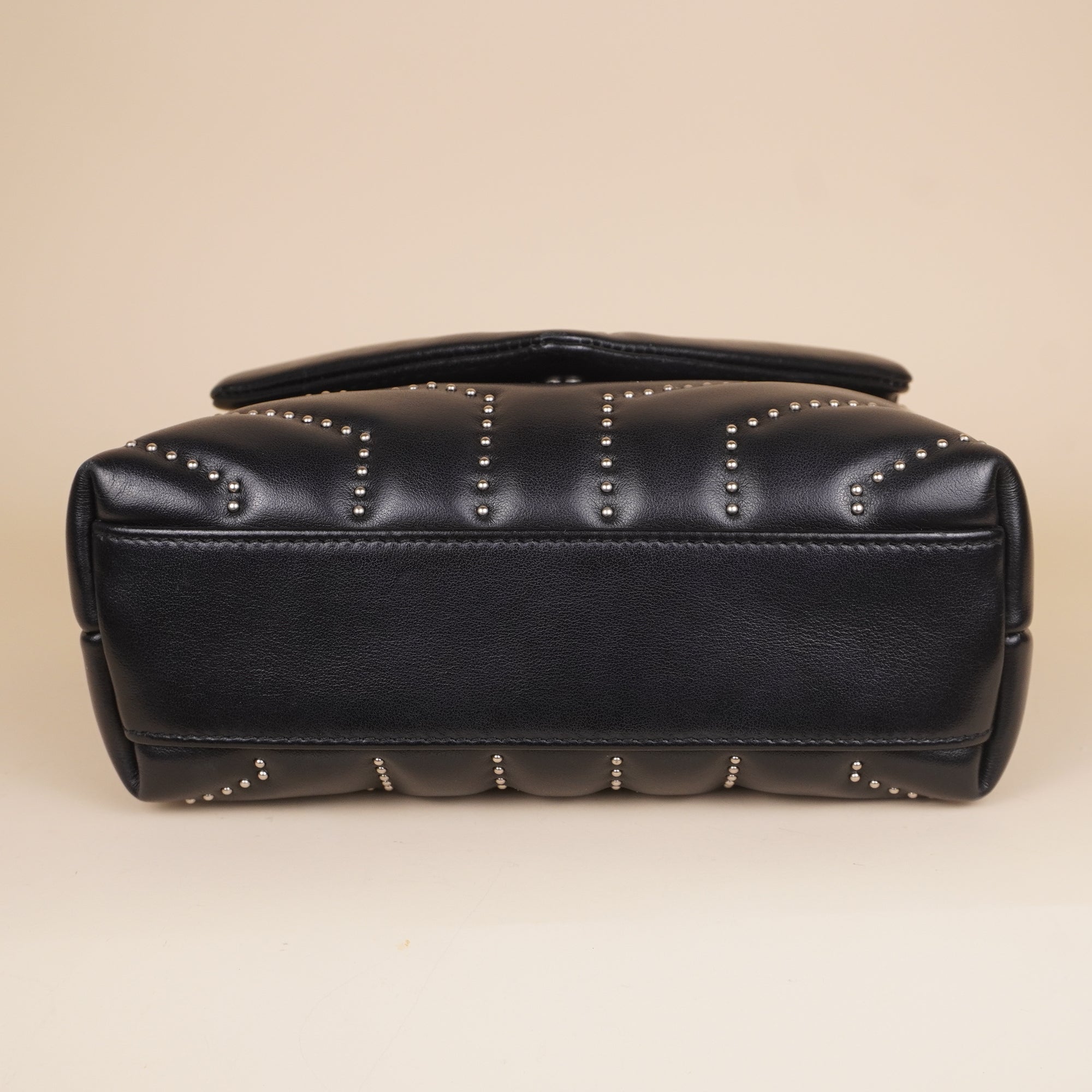 PRE-OWNED Toy Loulou Studded Chevron Quilted Leather Bag