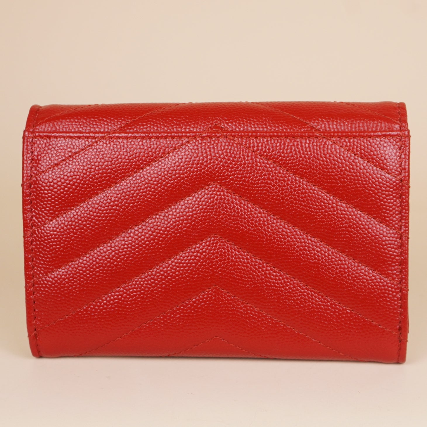 PRE-OWNED Grain De Poudre Matelasse Chevron Small Monogram Envelope Wallet