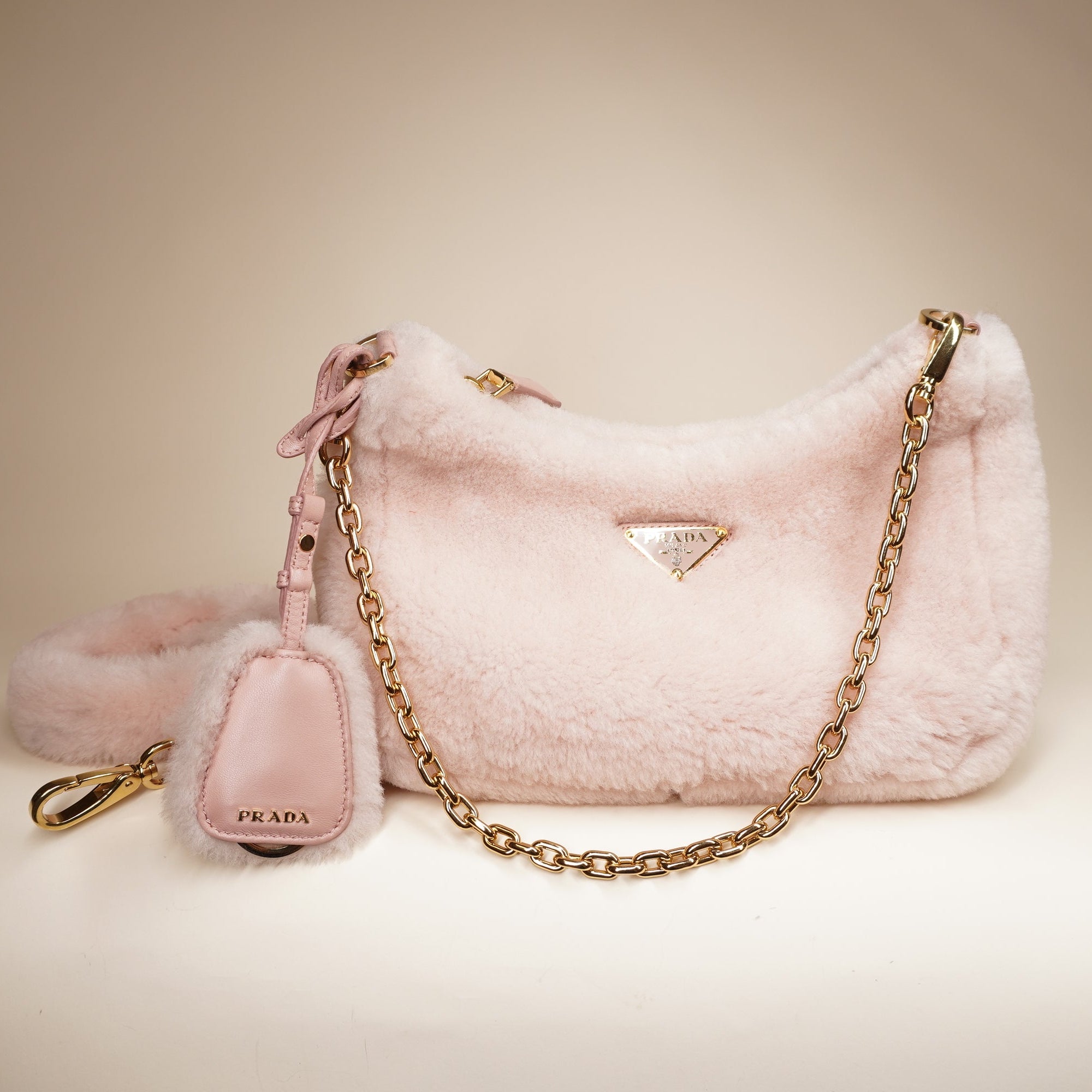PRADA - Re-Edition Mini Shearling Pink Shoulder bag