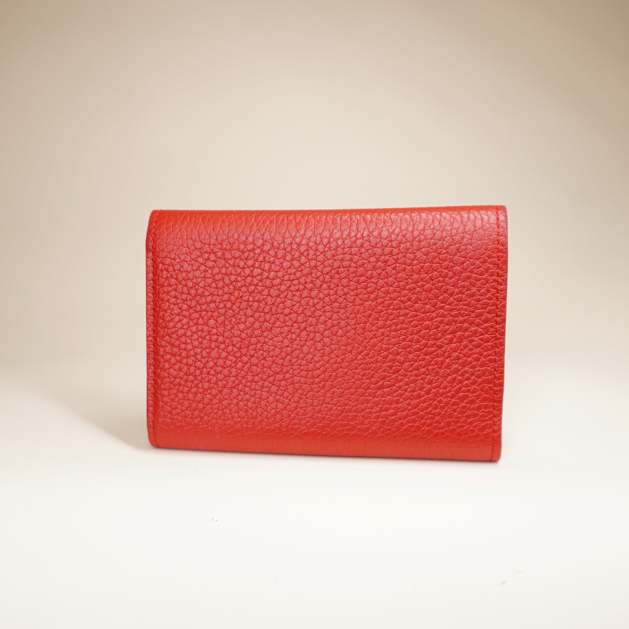 PRE-OWNED LV Capucines Wallet Leather Red Embellished Detail