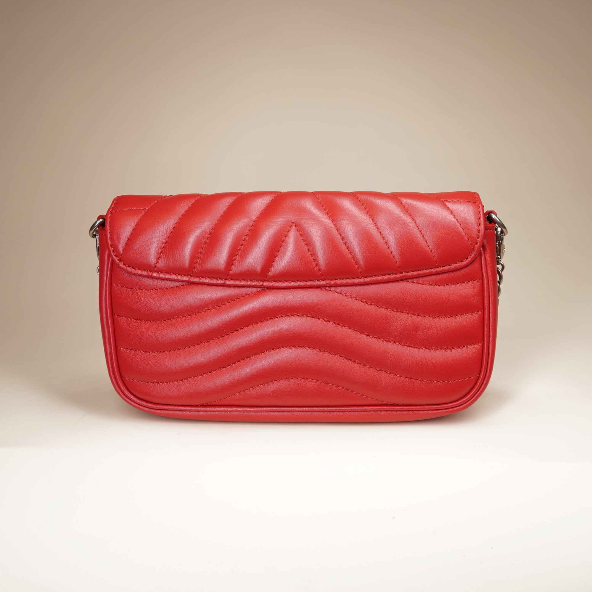 PRE-OWNED LV  Calfskin New Wave Red Leather Shoulder Bag