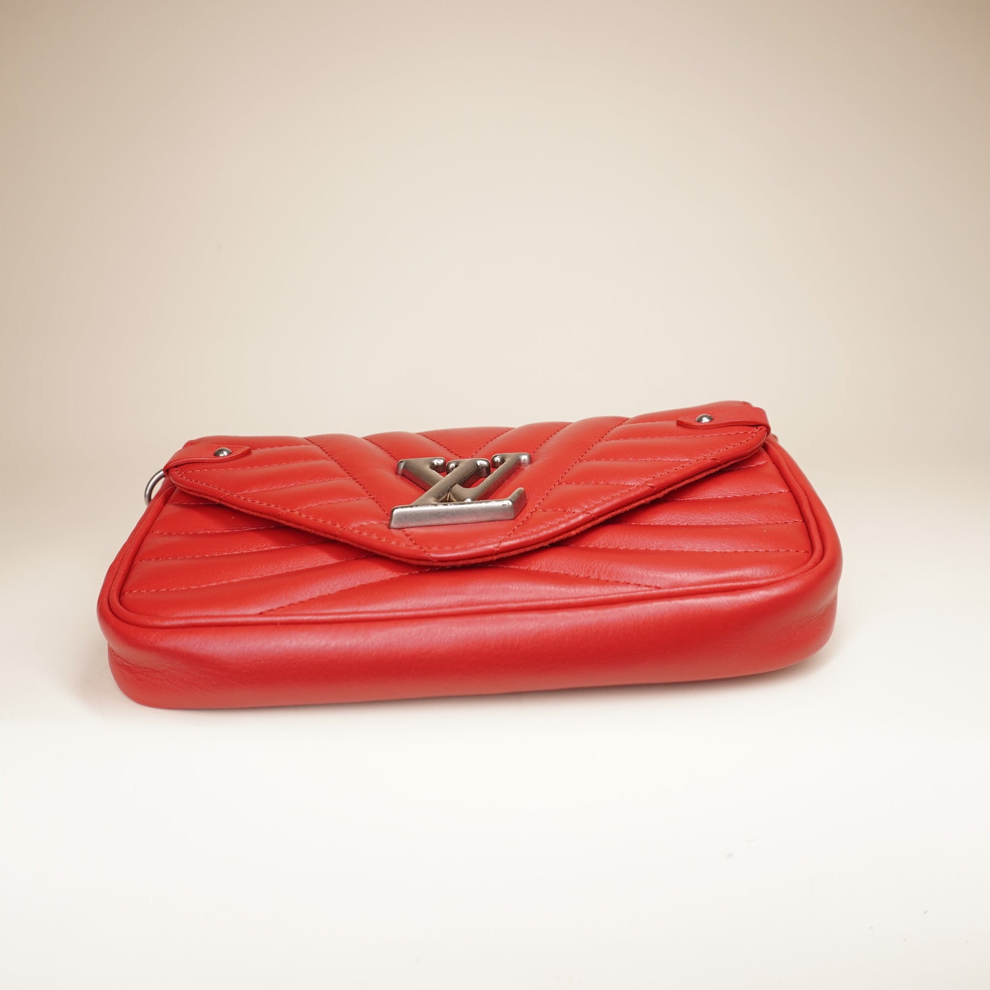 PRE-OWNED LV  Calfskin New Wave Red Leather Shoulder Bag