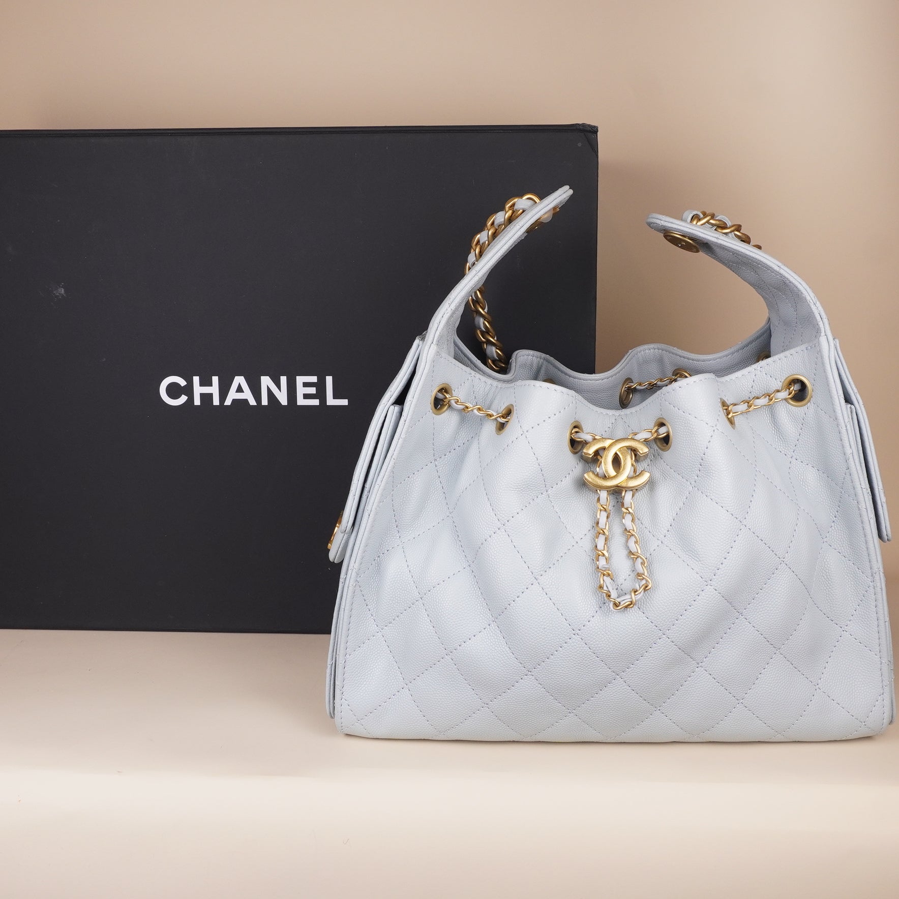 CHANEL - Caviar Quilted Small 25 Handbag Light Blue