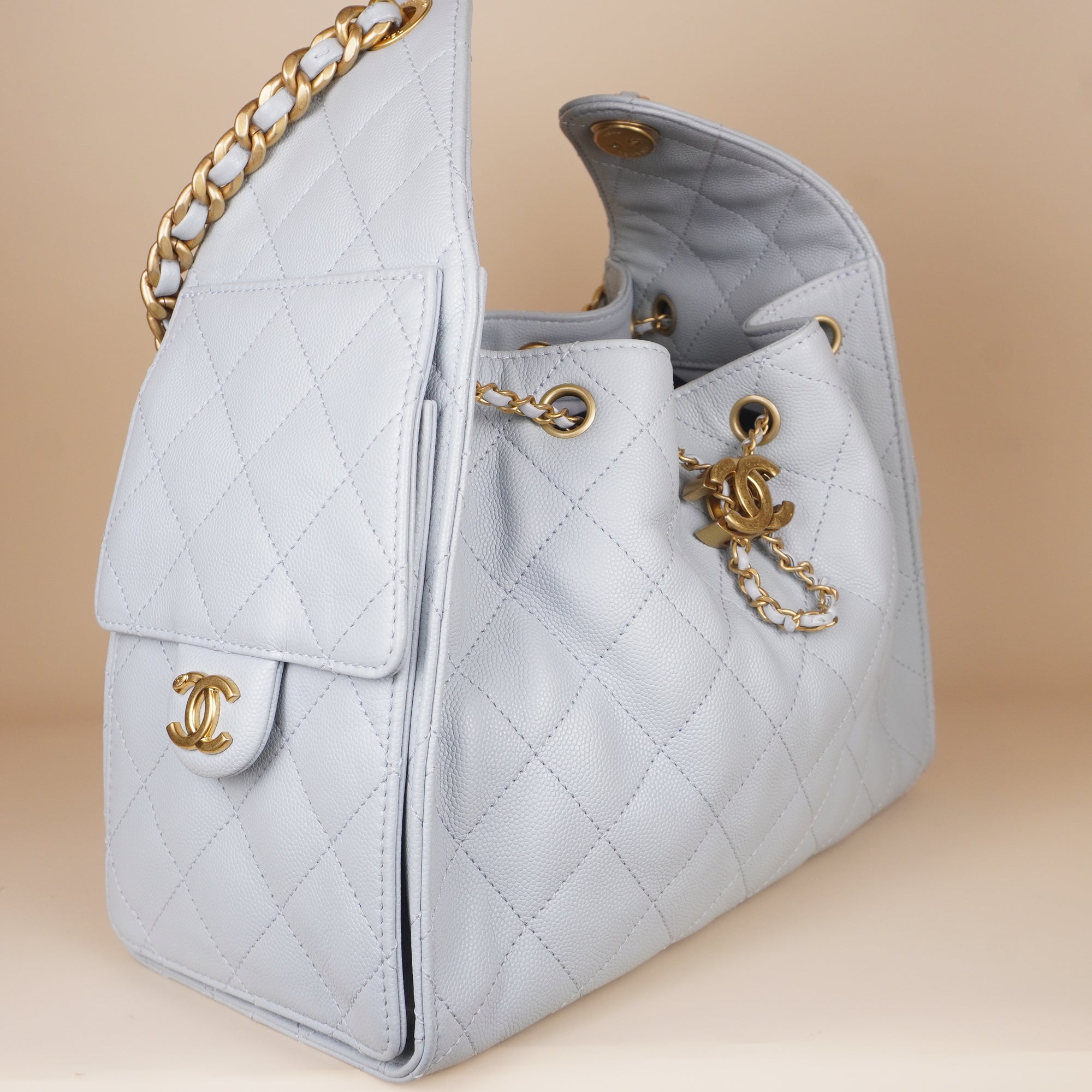 CHANEL - Caviar Quilted Small 25 Handbag Light Blue