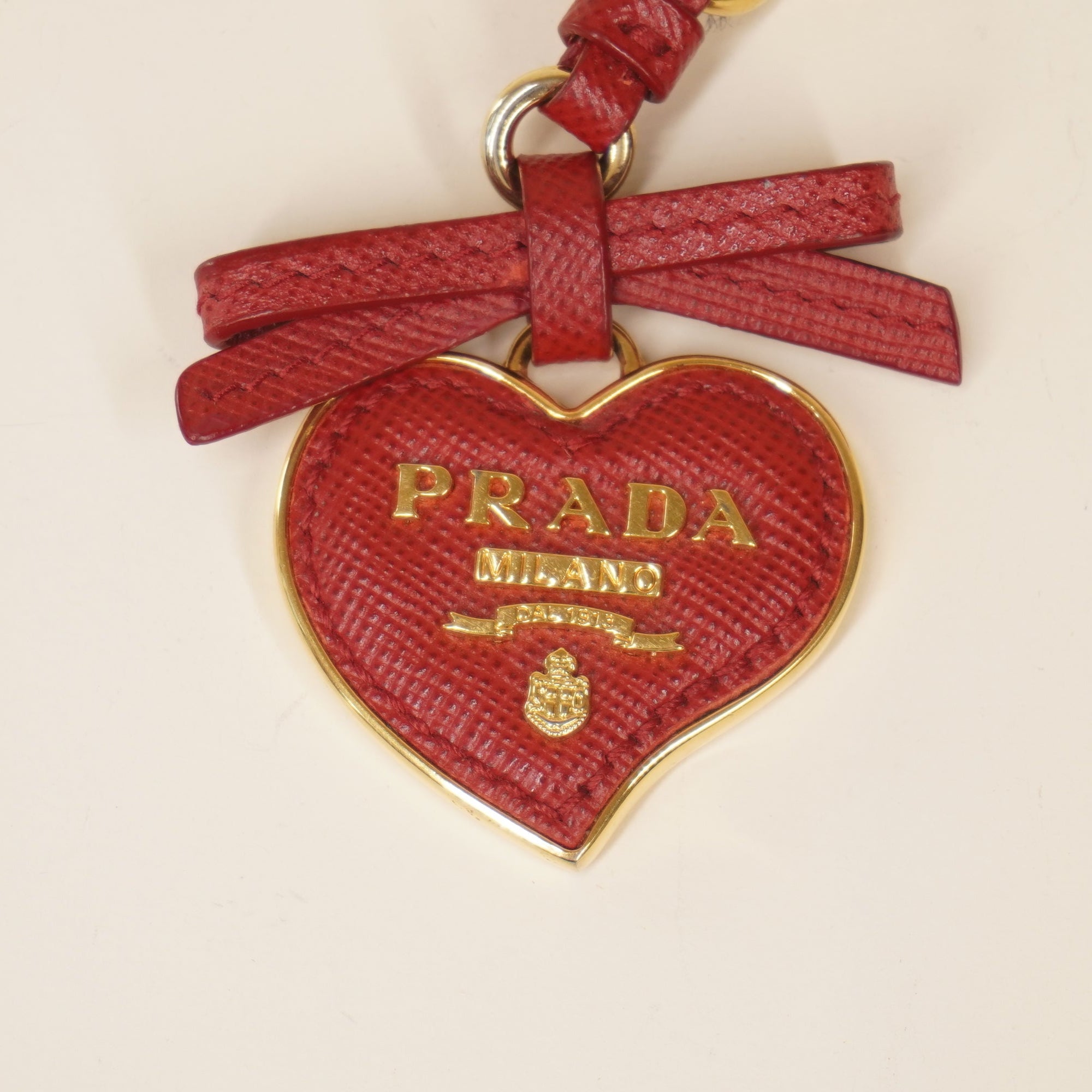 PRE-OWNED Metal Logo Heart Keychain Red