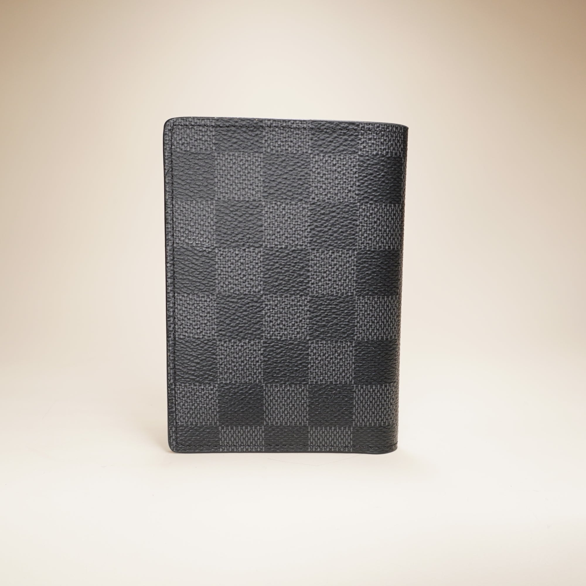 PRE-OWNED LV Passport Cover Damier Coated Canvas Graphite 