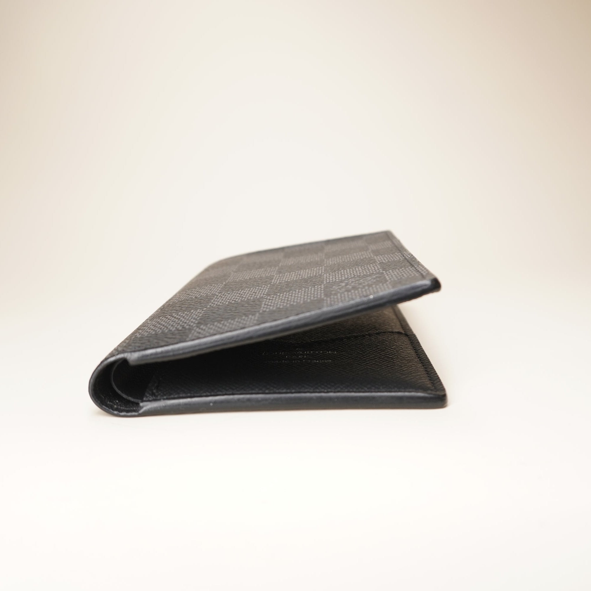 PRE-OWNED LV Passport Cover Damier Coated Canvas Graphite 