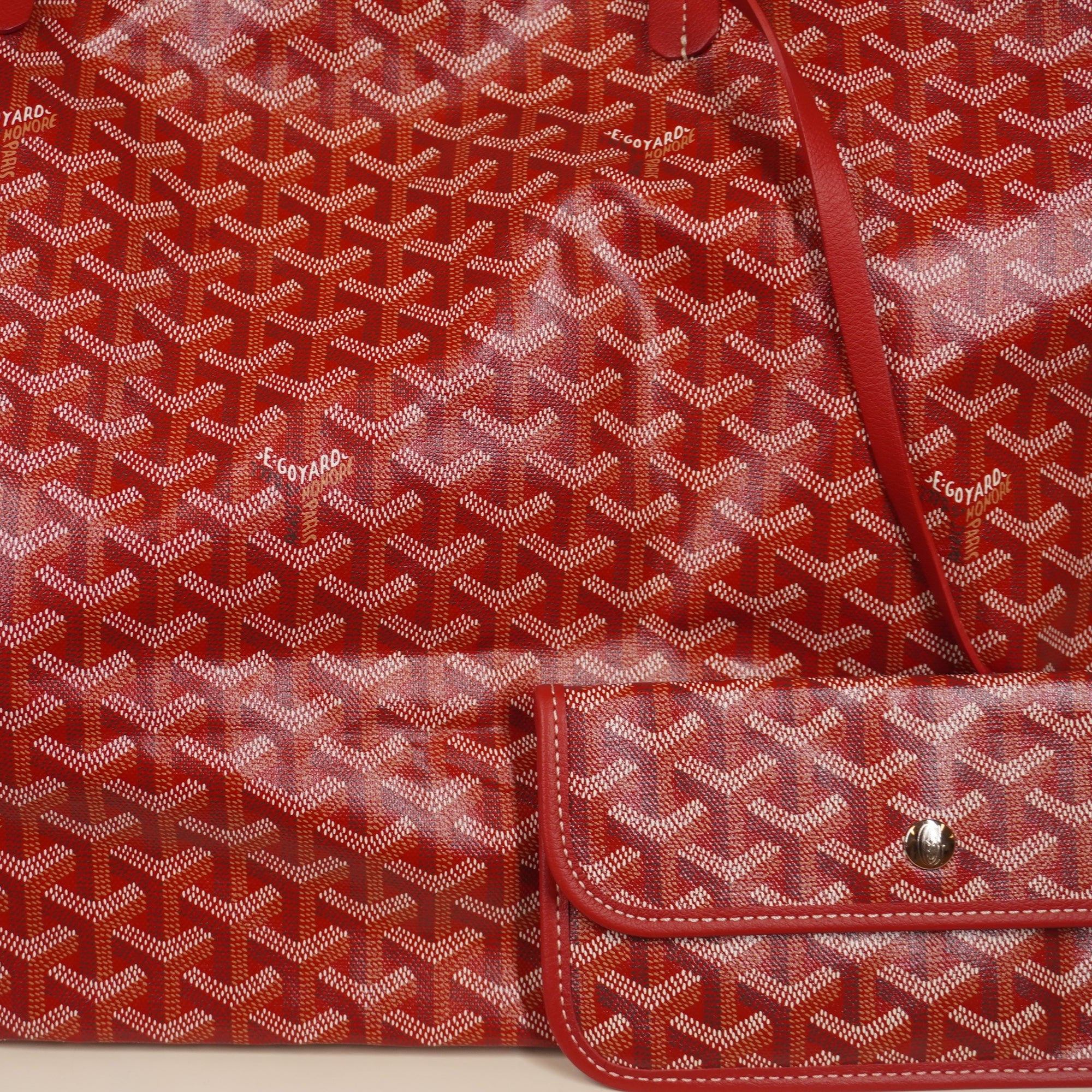 PRE-OWNED Goyardine Saint Louis GM Red Shoulder Bag 